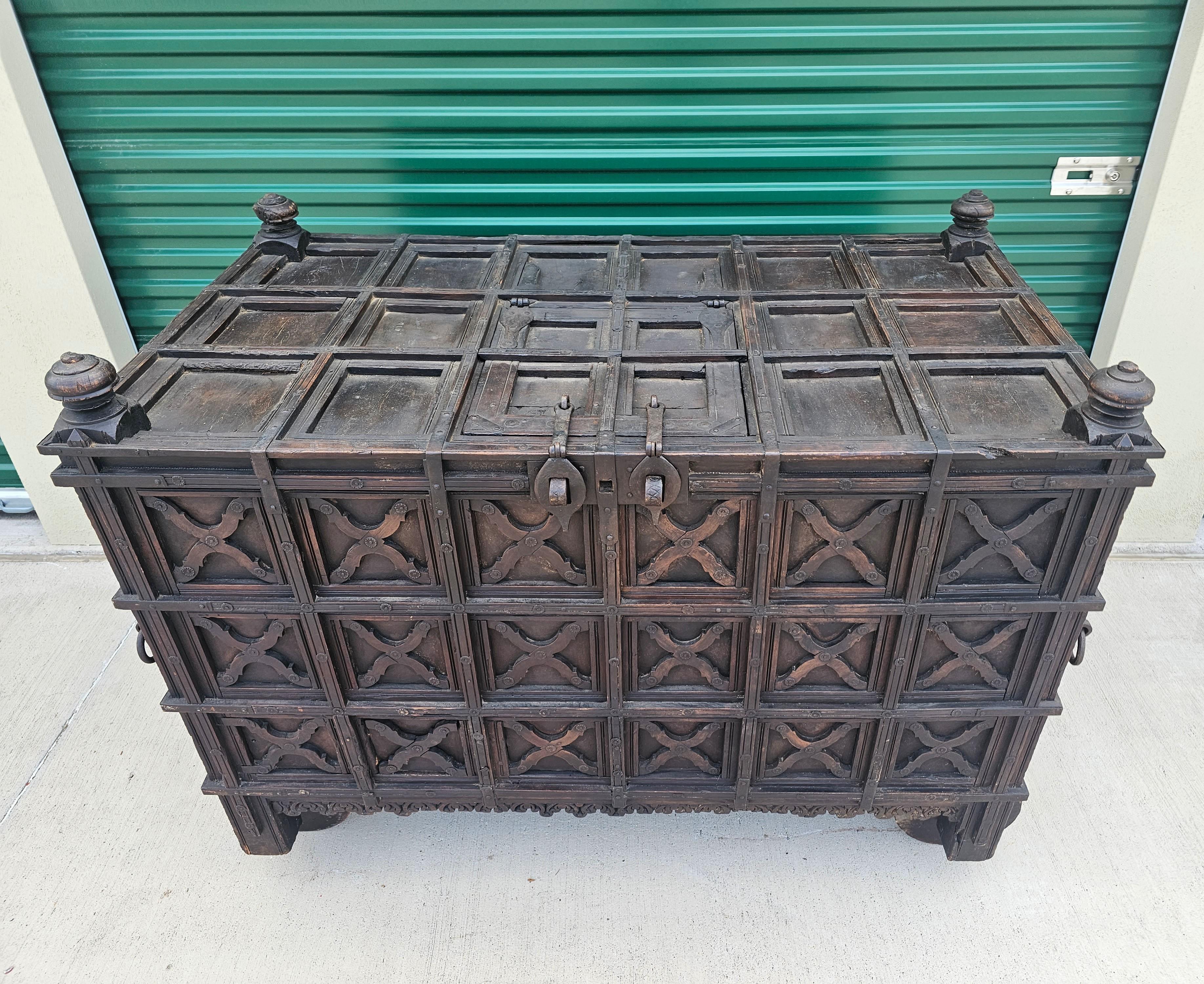Monumental Antique Indian Dowry Chest  For Sale 1