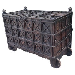 Monumental Vintage Indian Dowry Chest 