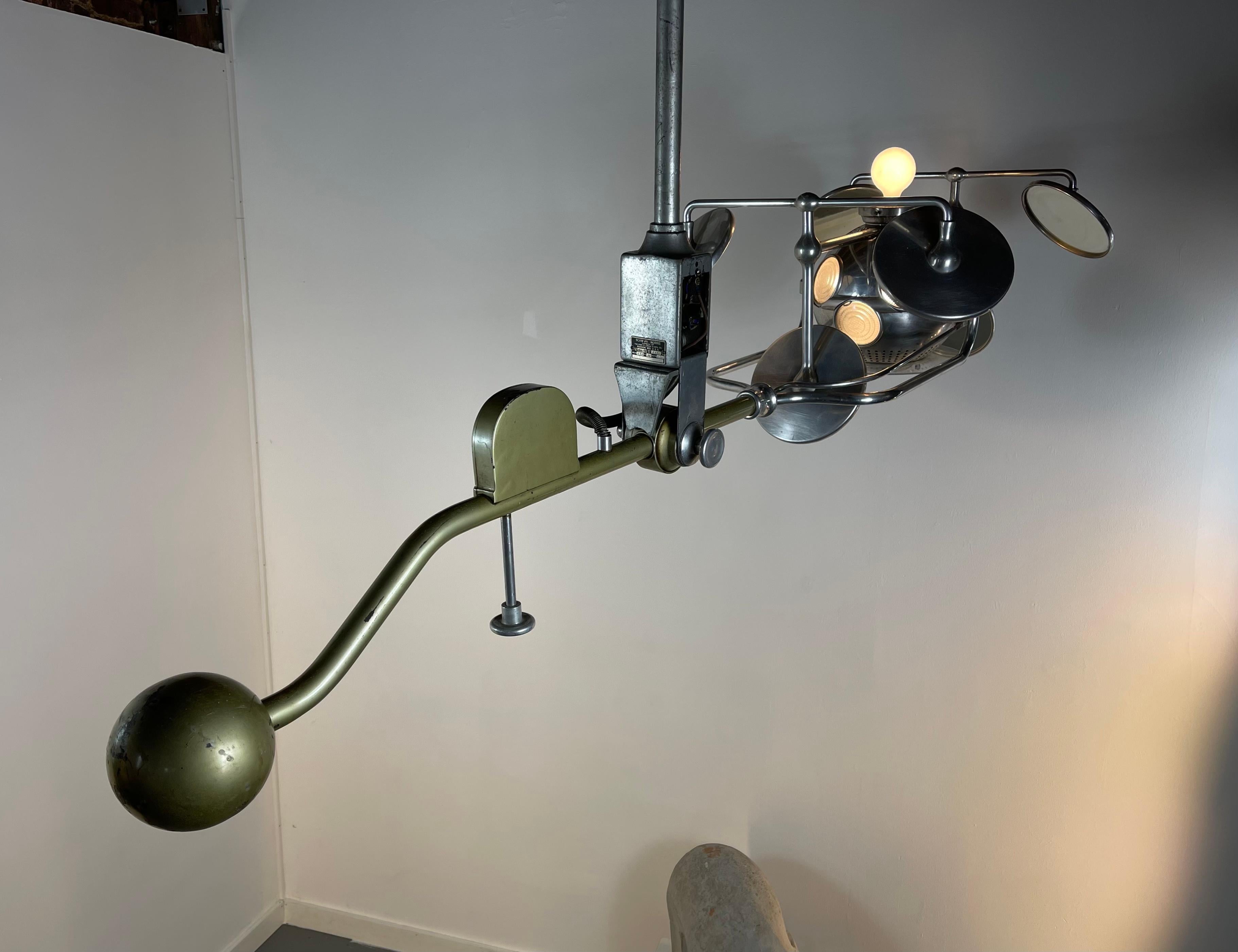 American Monumental Antique Industrial Operay Multibeam Surgical Lamp For Sale