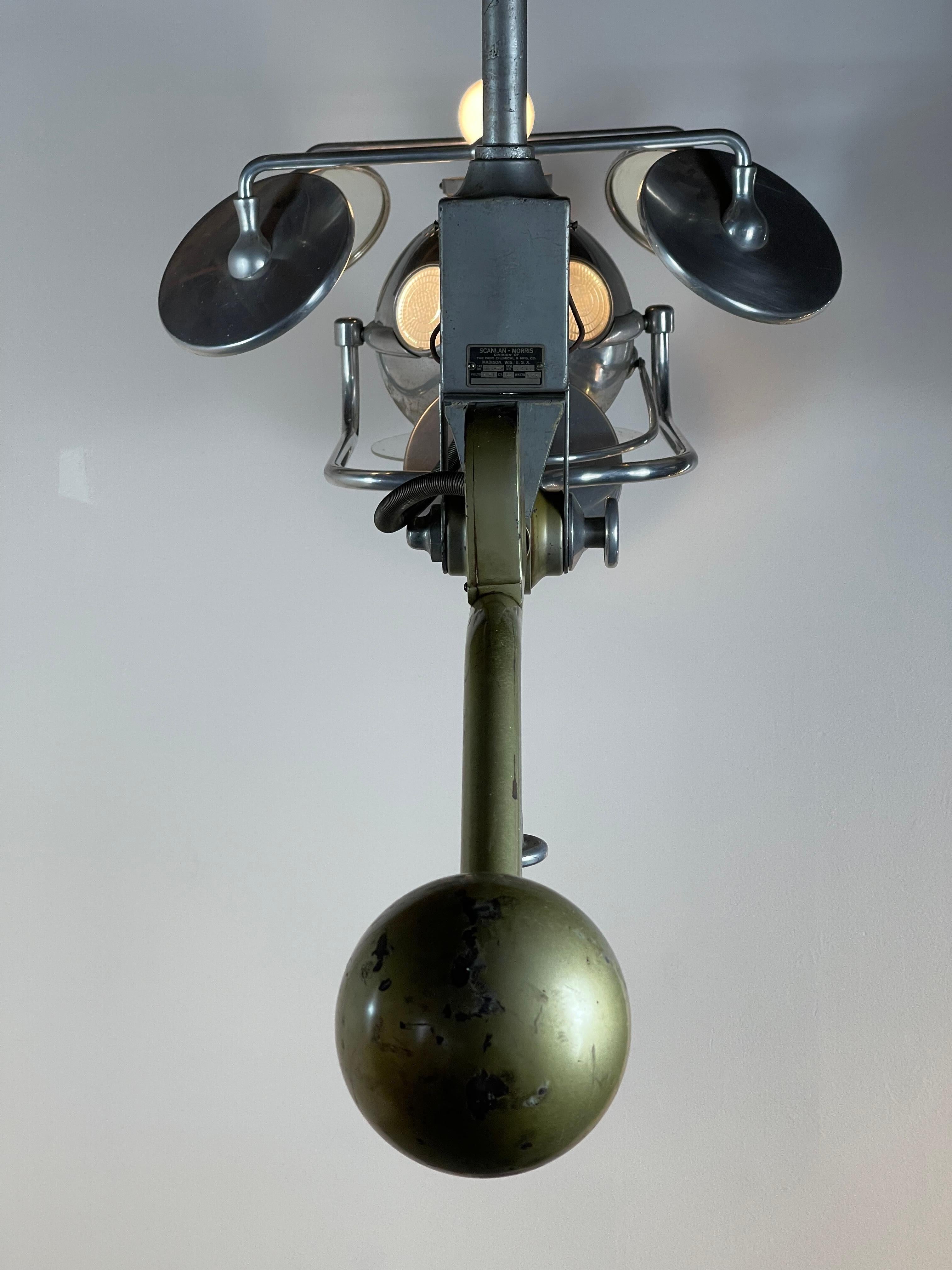 Glass Monumental Antique Industrial Operay Multibeam Surgical Lamp For Sale