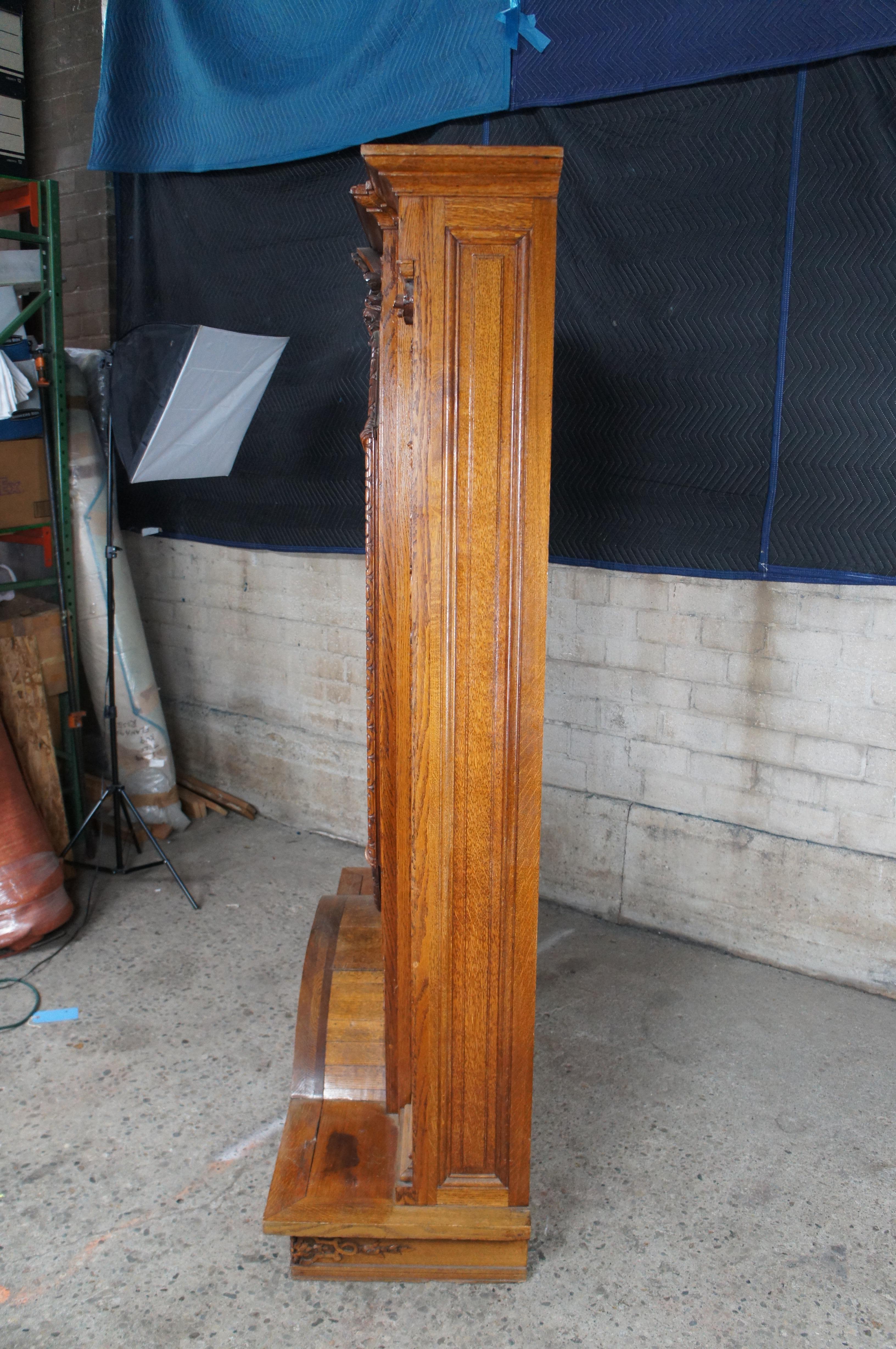 Monumentale Antique Mirror italiano barocco neoclassico intagliato in Oak da 78