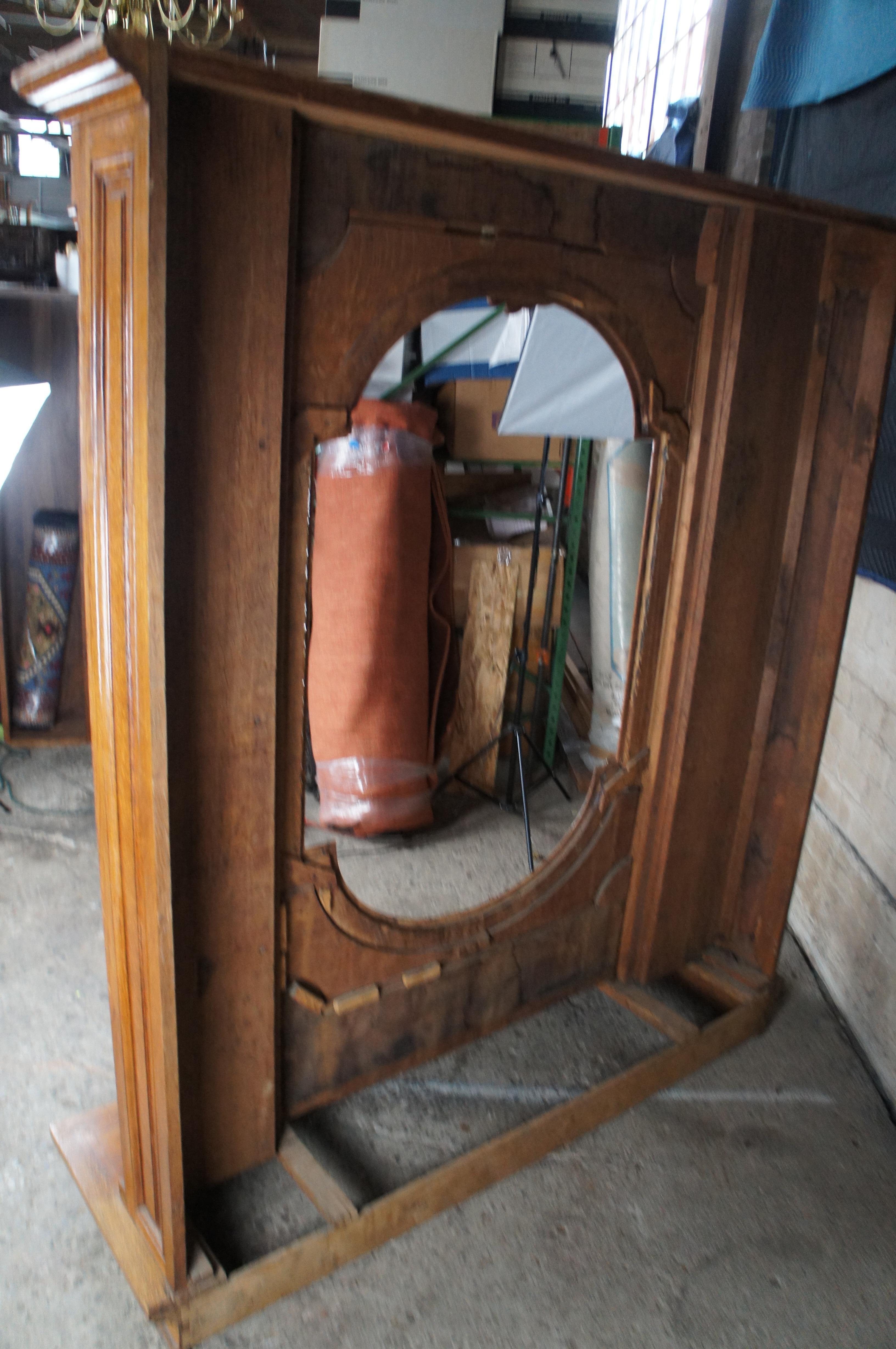 Monumentale Antique Mirror italiano barocco neoclassico intagliato in Oak da 78