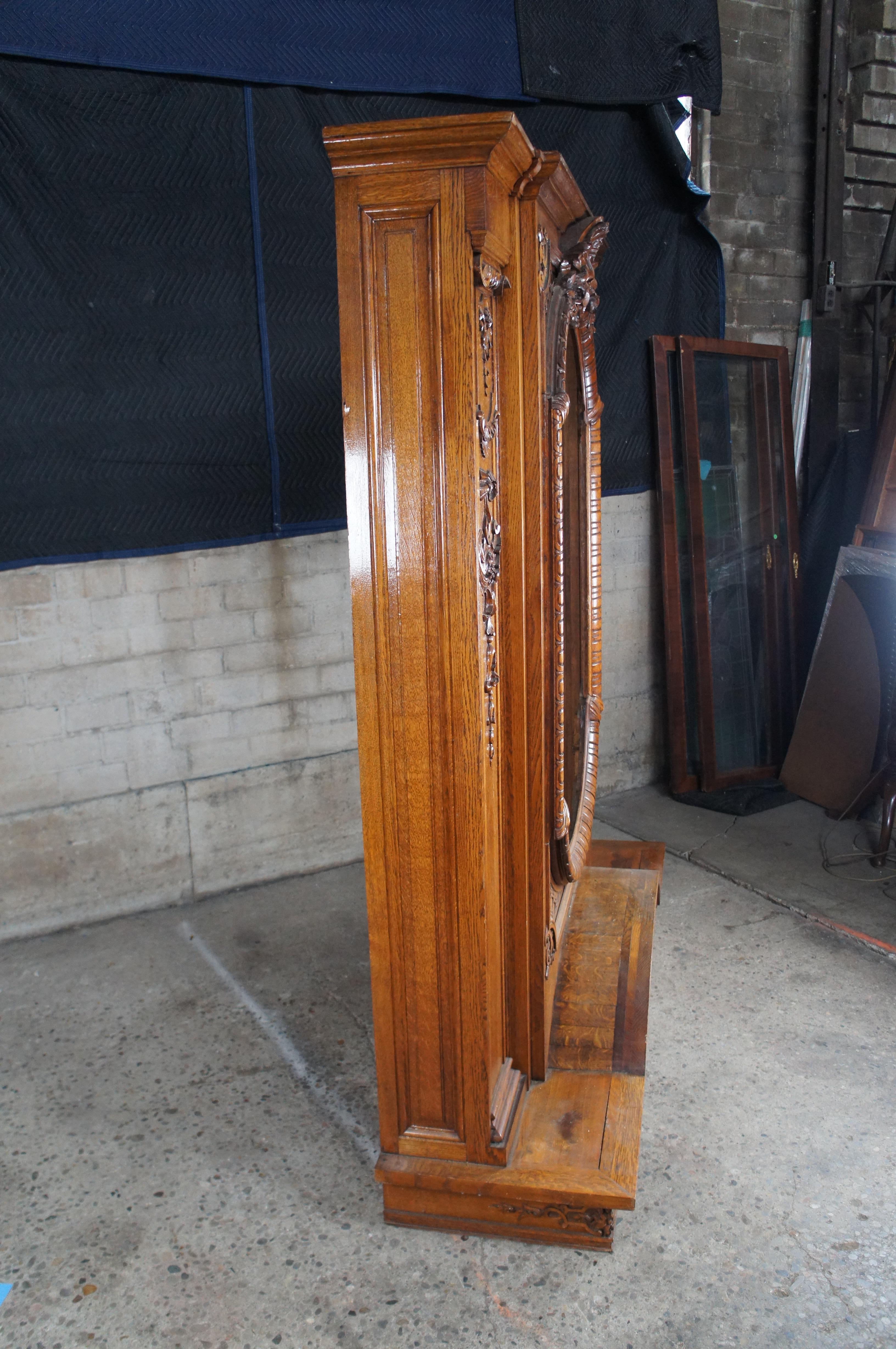 Monumentale Antique Mirror italiano barocco neoclassico intagliato in Oak da 78