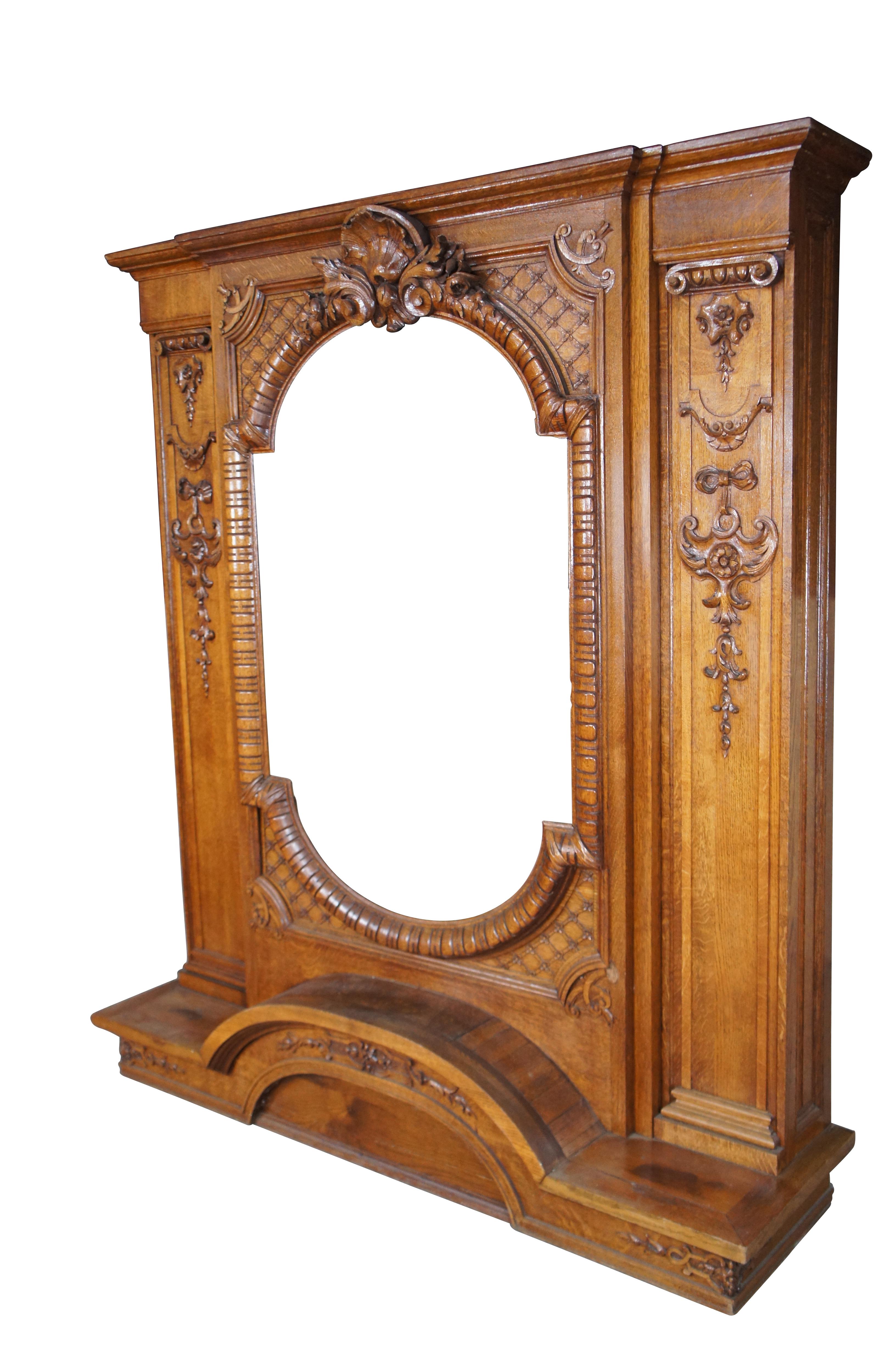Barocco Monumentale Antique Mirror italiano barocco neoclassico intagliato in Oak da 78