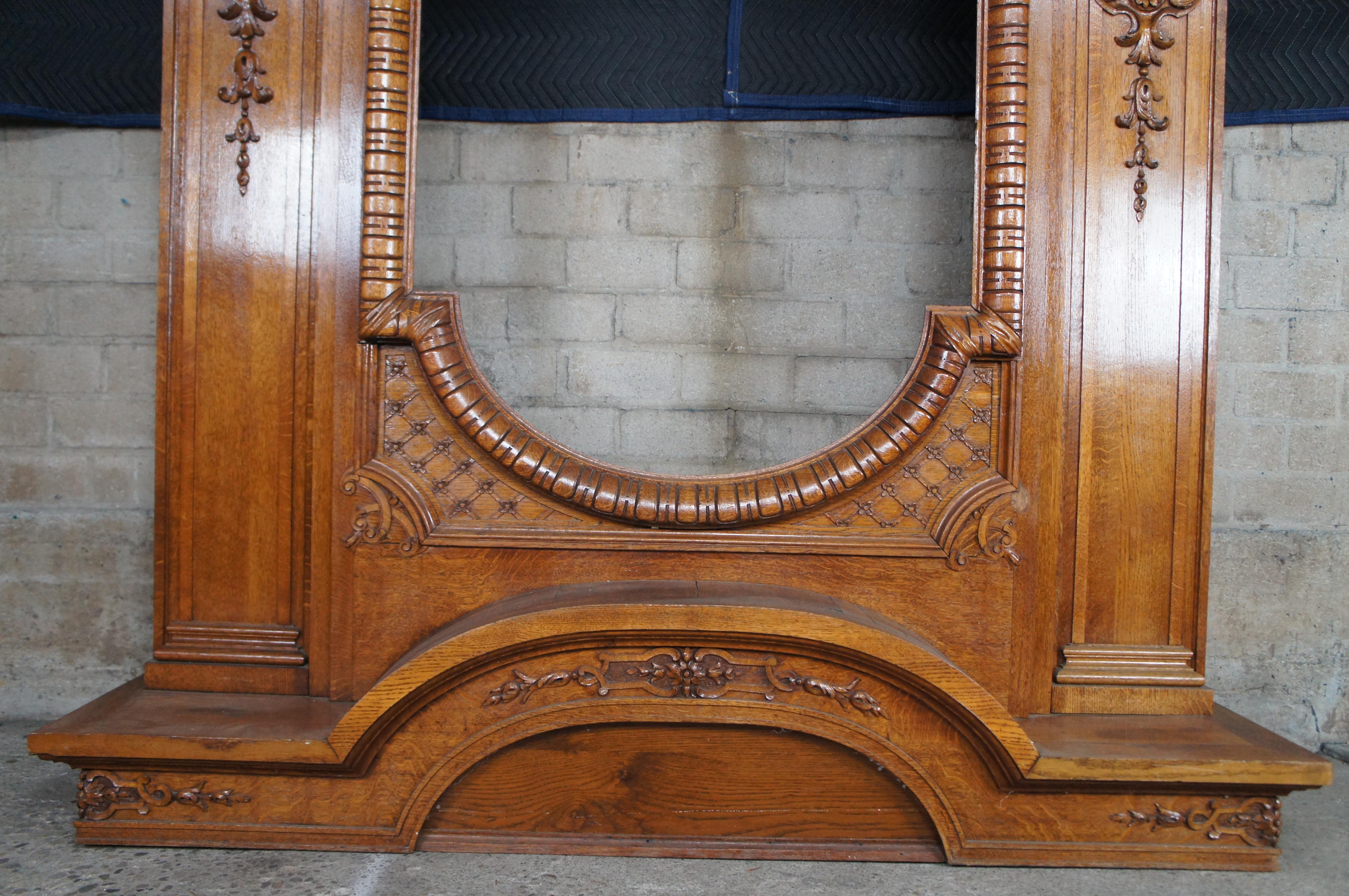 Monumentale Antique Mirror italiano barocco neoclassico intagliato in Oak da 78