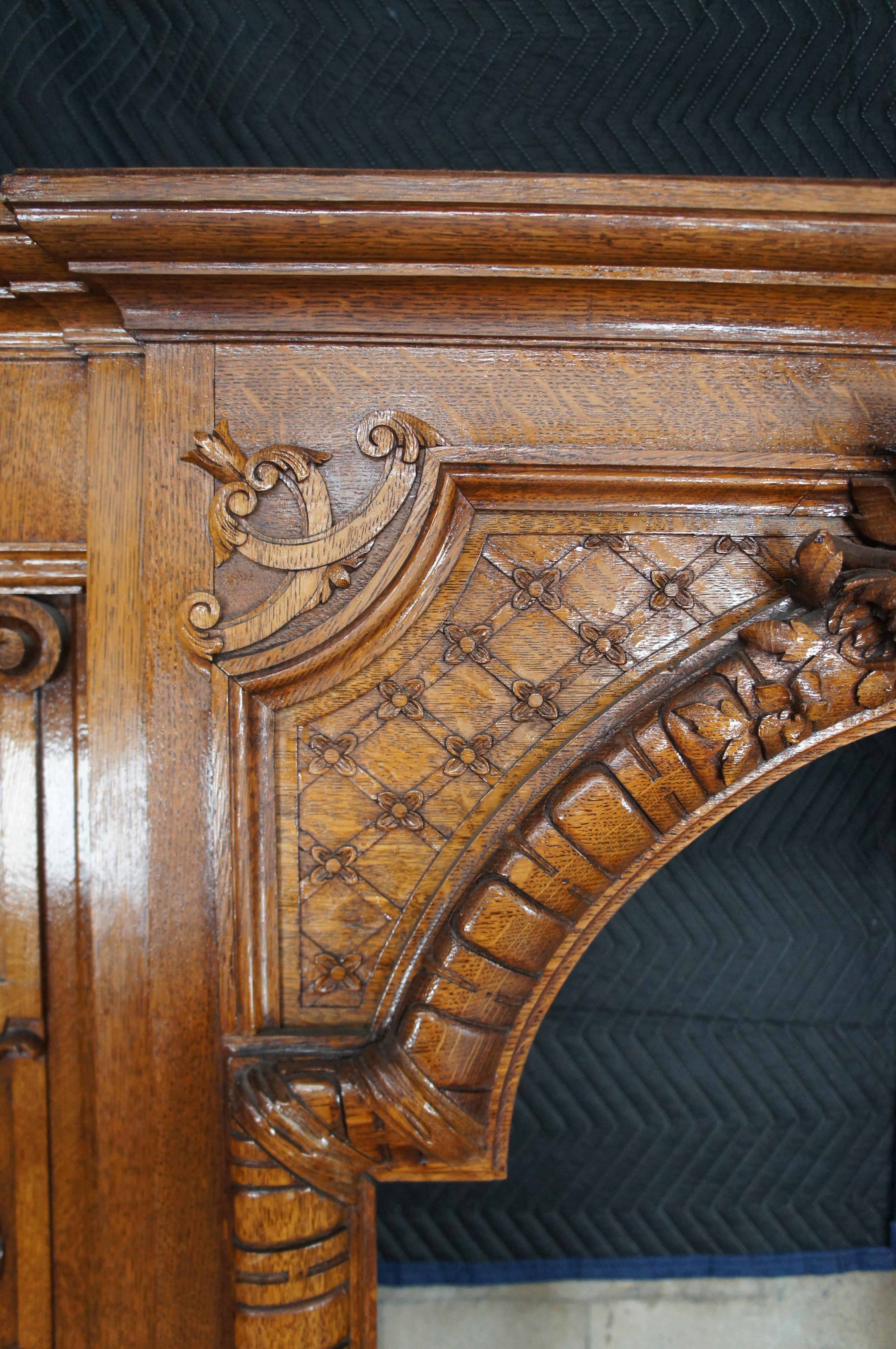 Monumentale Antique Mirror italiano barocco neoclassico intagliato in Oak da 78