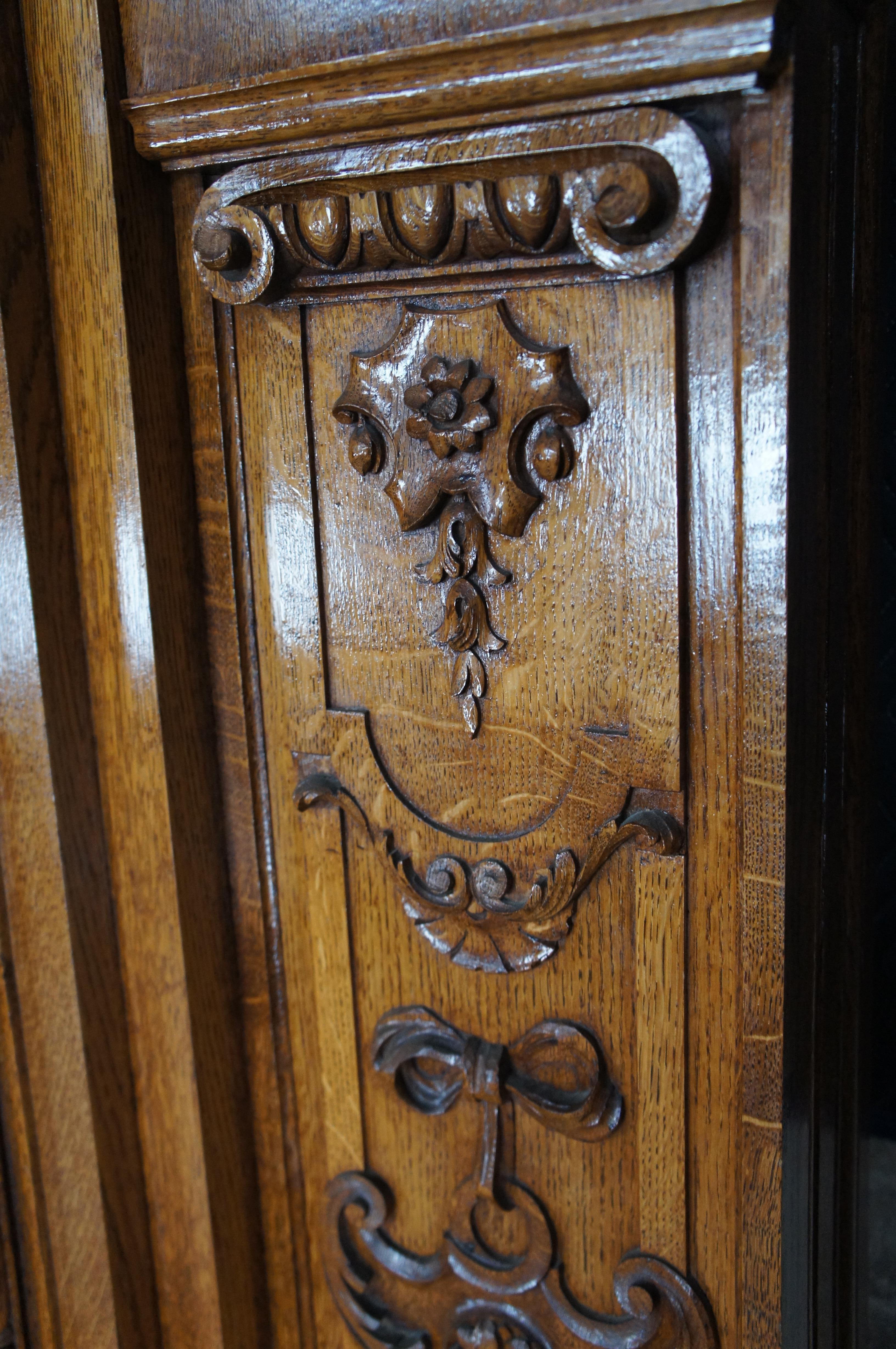 Monumentale Antique Mirror italiano barocco neoclassico intagliato in Oak da 78