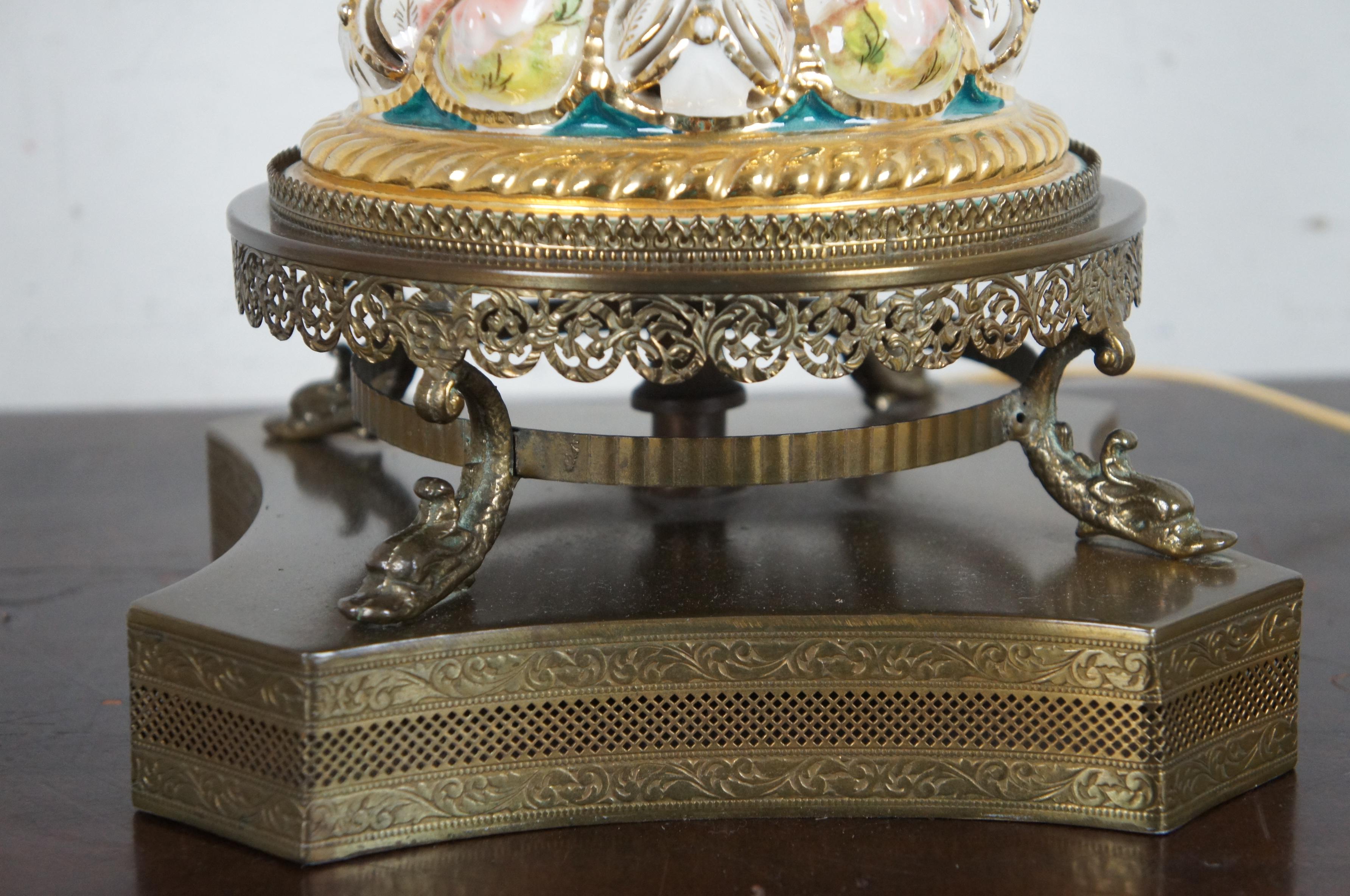 20th Century Monumental Antique Italian Capodimonte Reticulated Porcelain Table Lamp Urn