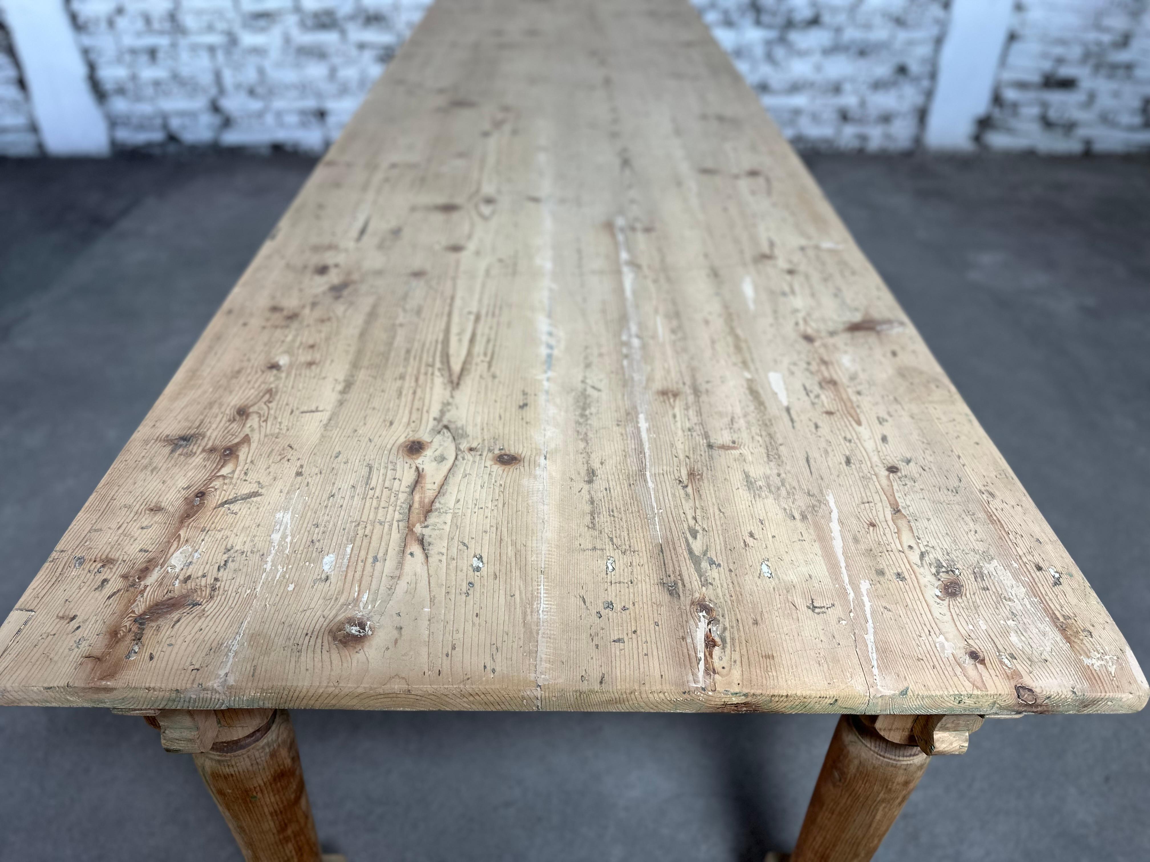Monumental Antique Italian Farmhouse Pine Dining Table 3.5m For Sale 9