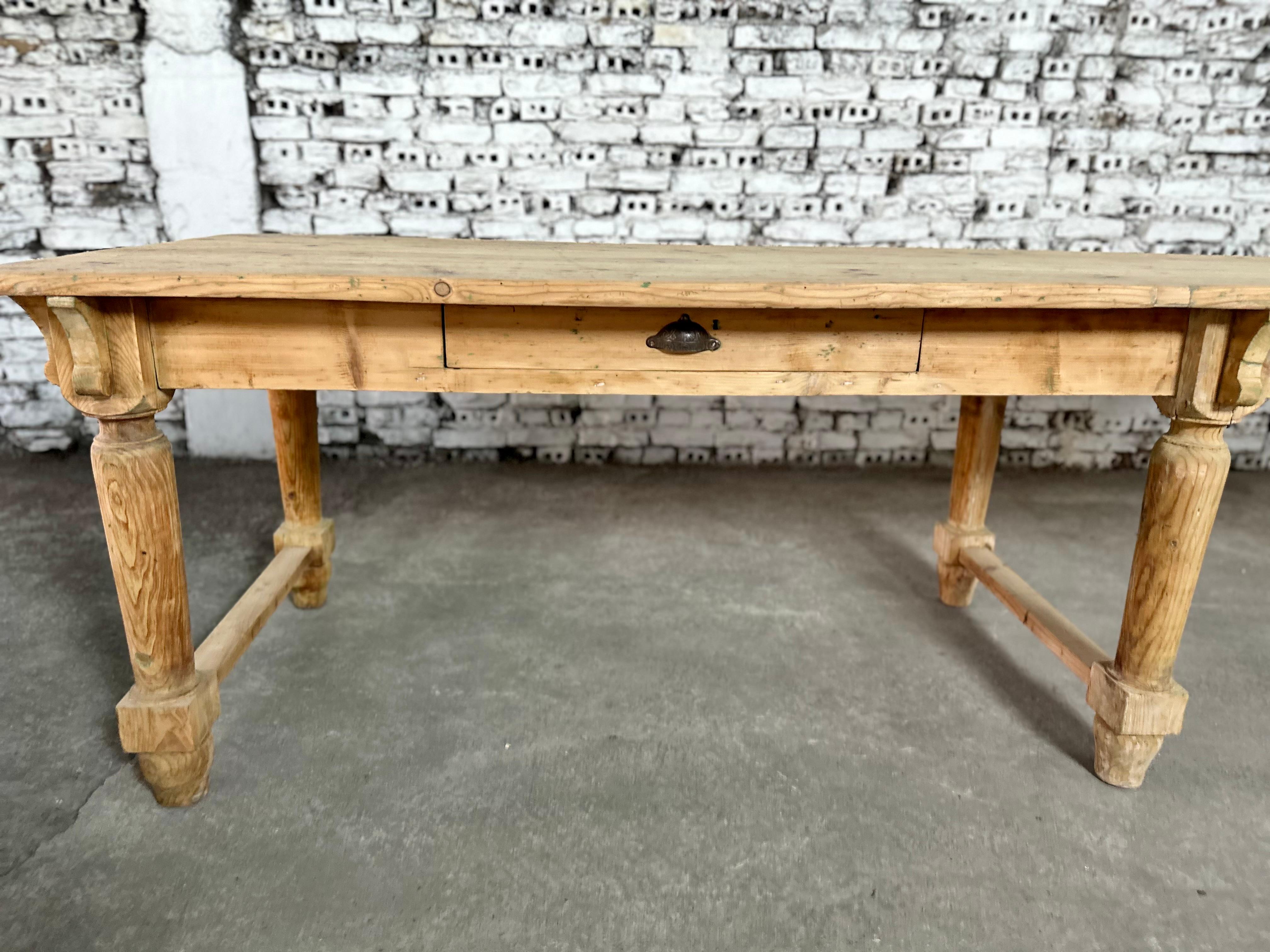 Monumental Antique Italian Farmhouse Pine Dining Table 3.5m In Good Condition For Sale In Bridgeport, CT