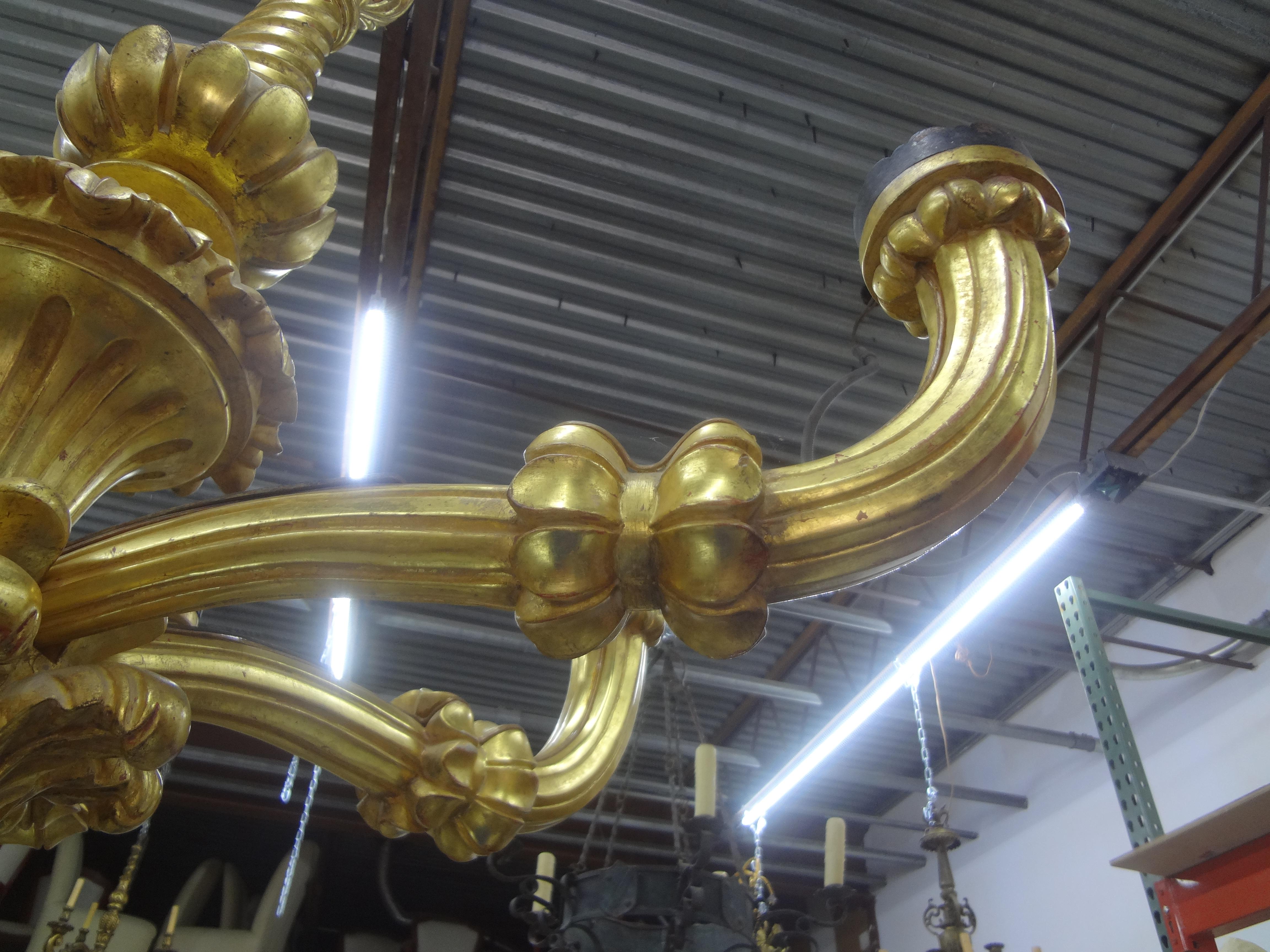 Early 20th Century Monumental Antique Italian Giltwood Chandelier For Sale