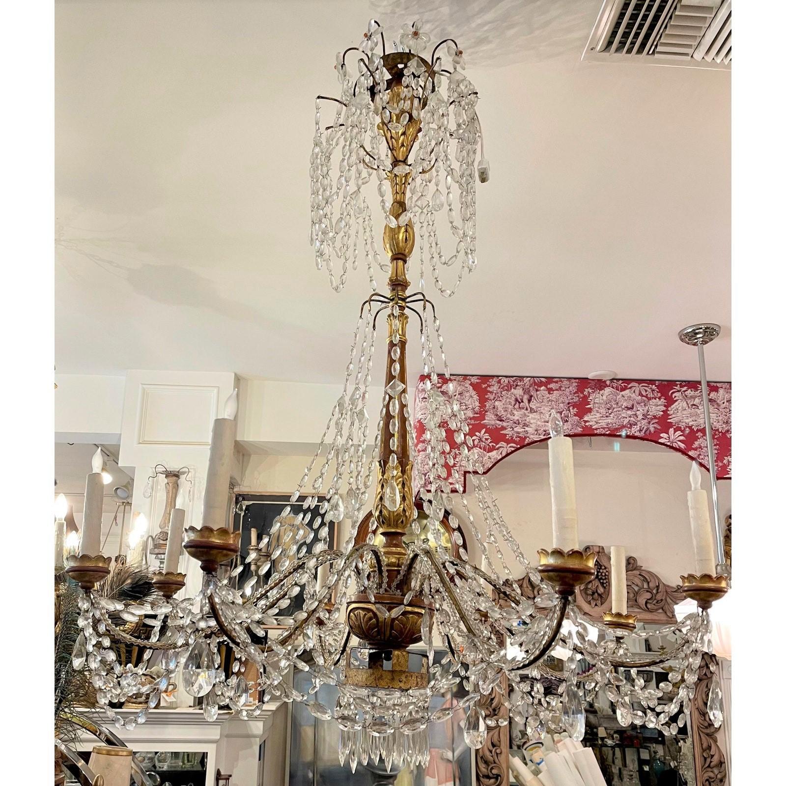 Monumental antique Italian giltwood chandelier - therien collection.