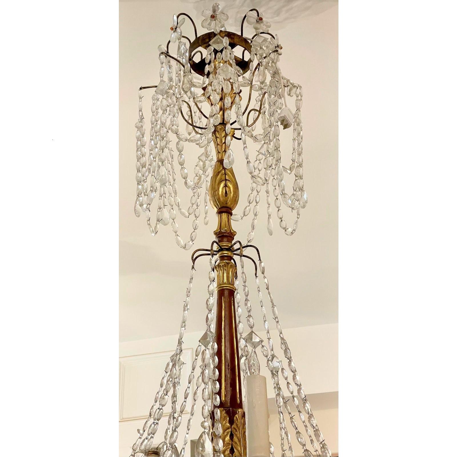 Louis XVI Monumental Antique Italian Giltwood Chandelier, Therien Collection