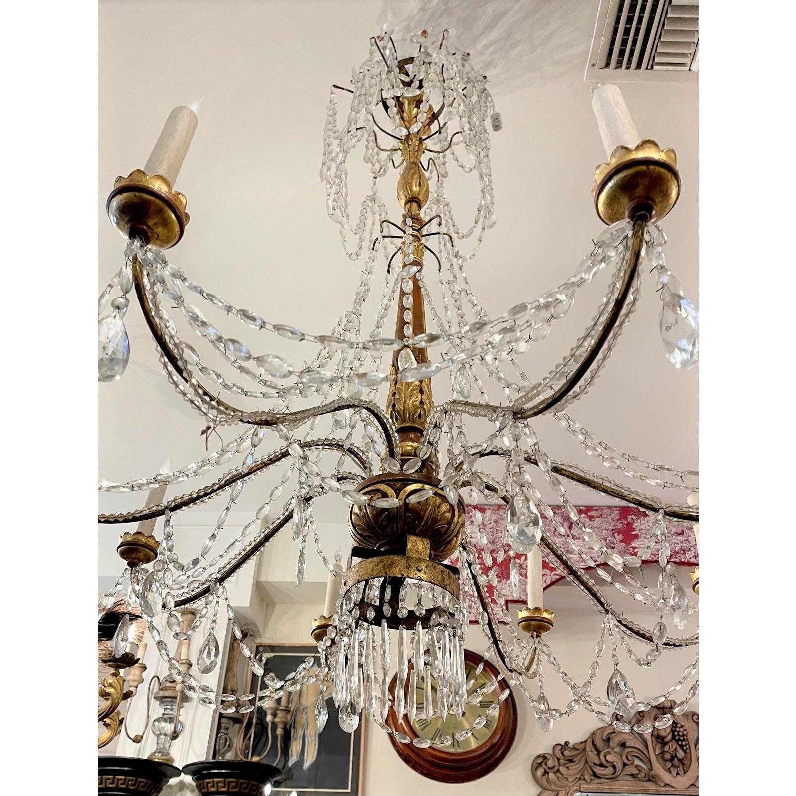 19th Century Monumental Antique Italian Giltwood Chandelier, Therien Collection