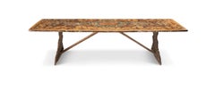 Monumental Antique Italian Polychrome Painted Wood Refectory Table