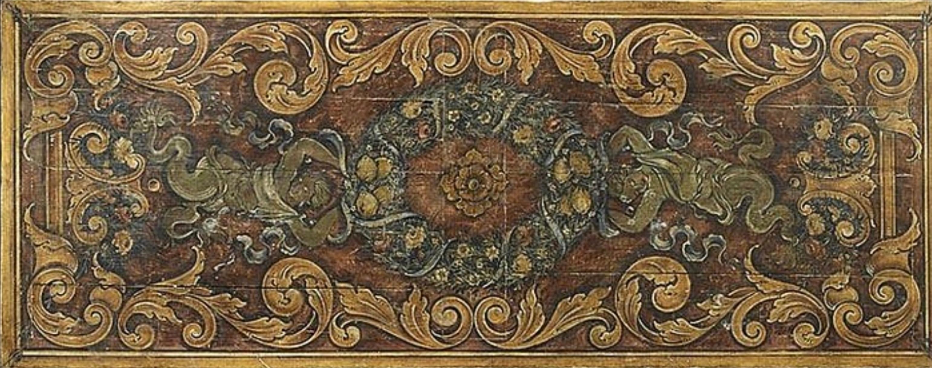 Monumentale table de réfectoire italienne ancienne en bois peint en polychrome Bon état - En vente à Forney, TX