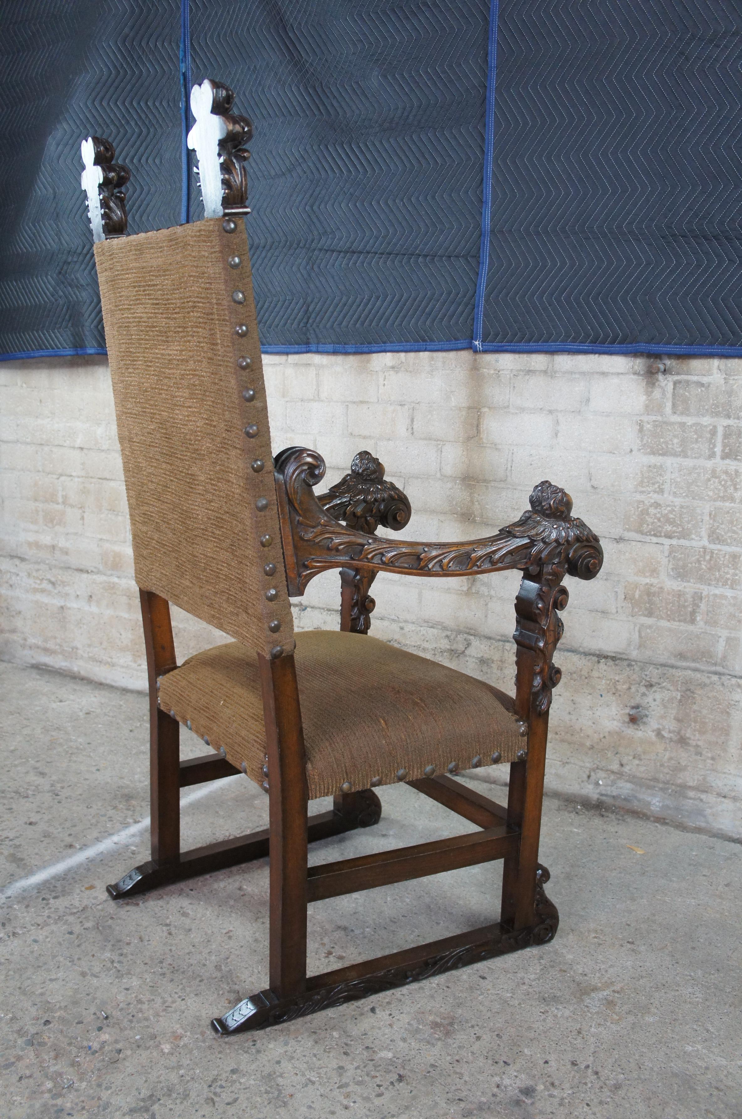 Monumental Antique Italian Renaissance Victorian Figural Cherub Throne Arm Chair 5