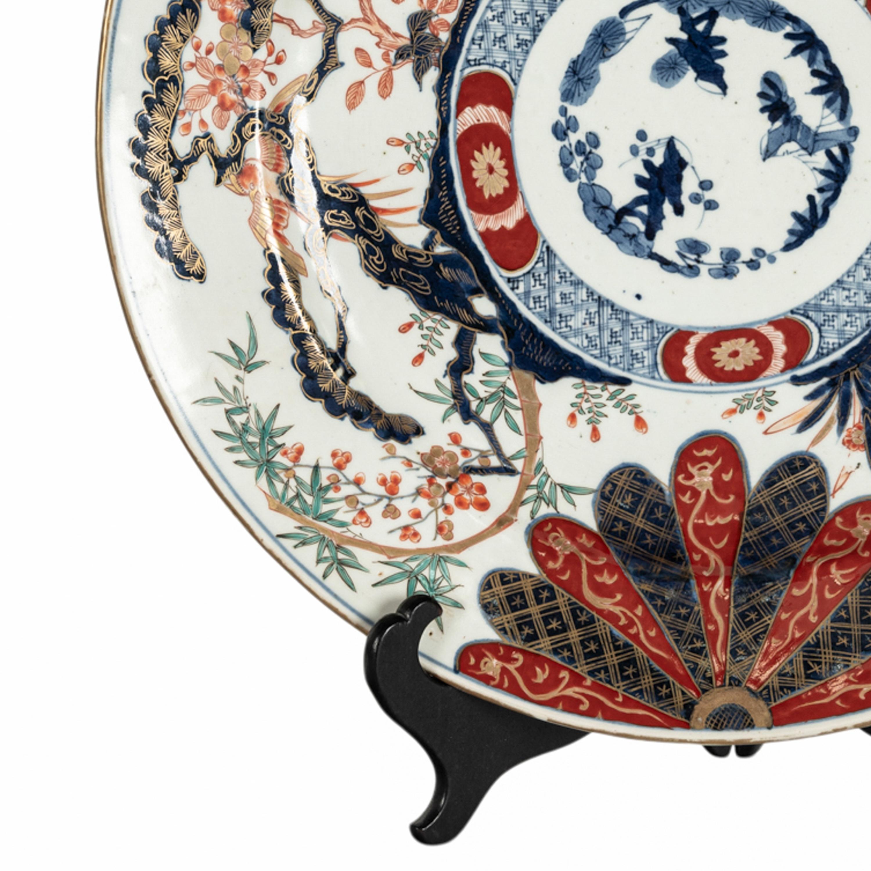Monumental Plato Cargador Antiguo Japonés Periodo Meiji Imari Porcelain 1880 en venta 4