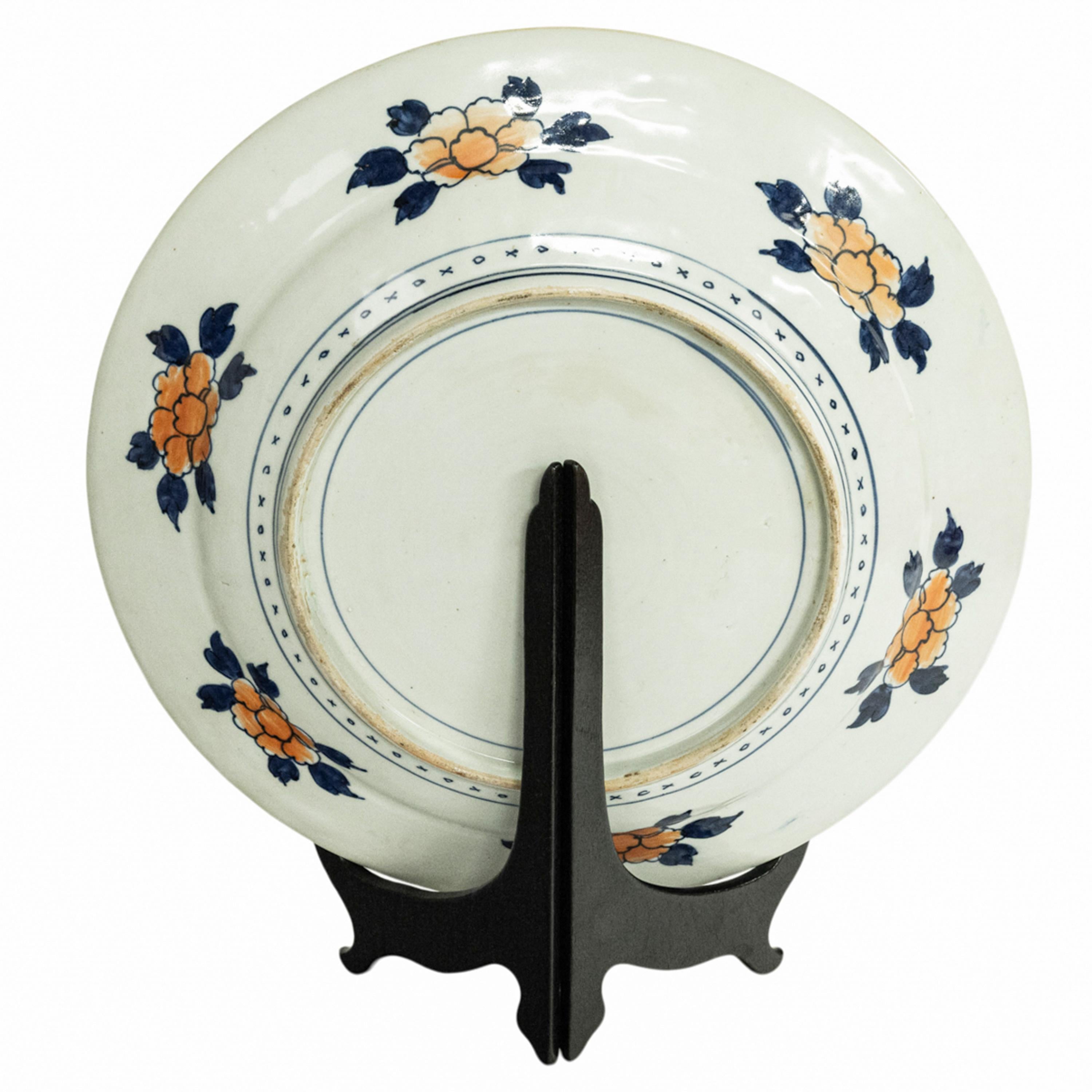Monumental Plato Cargador Antiguo Japonés Periodo Meiji Imari Porcelain 1880 Glaseado en venta