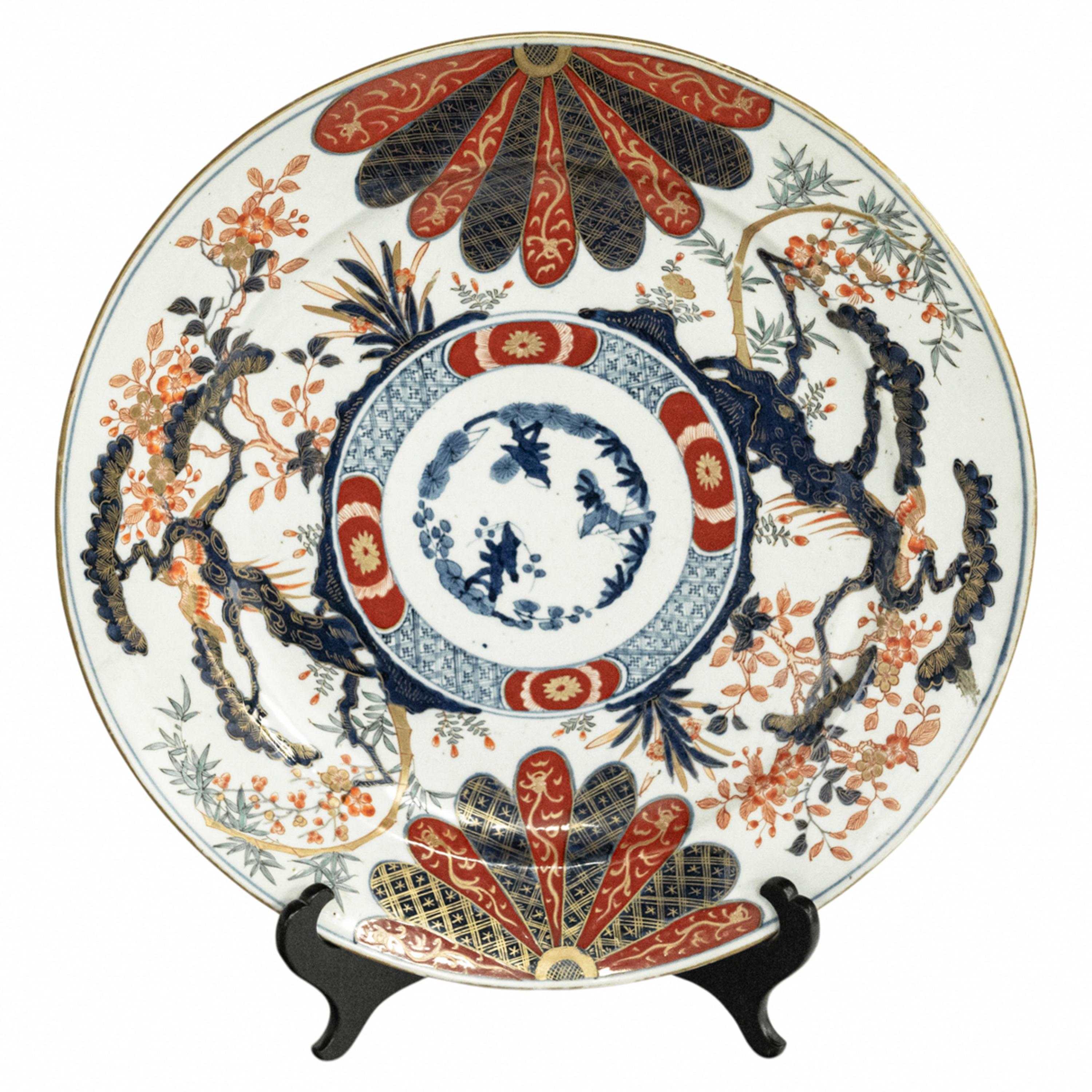 Late 19th Century Monumental Antique Japanese Meiji Period Imari Porcelain Charger Plate 1880 For Sale