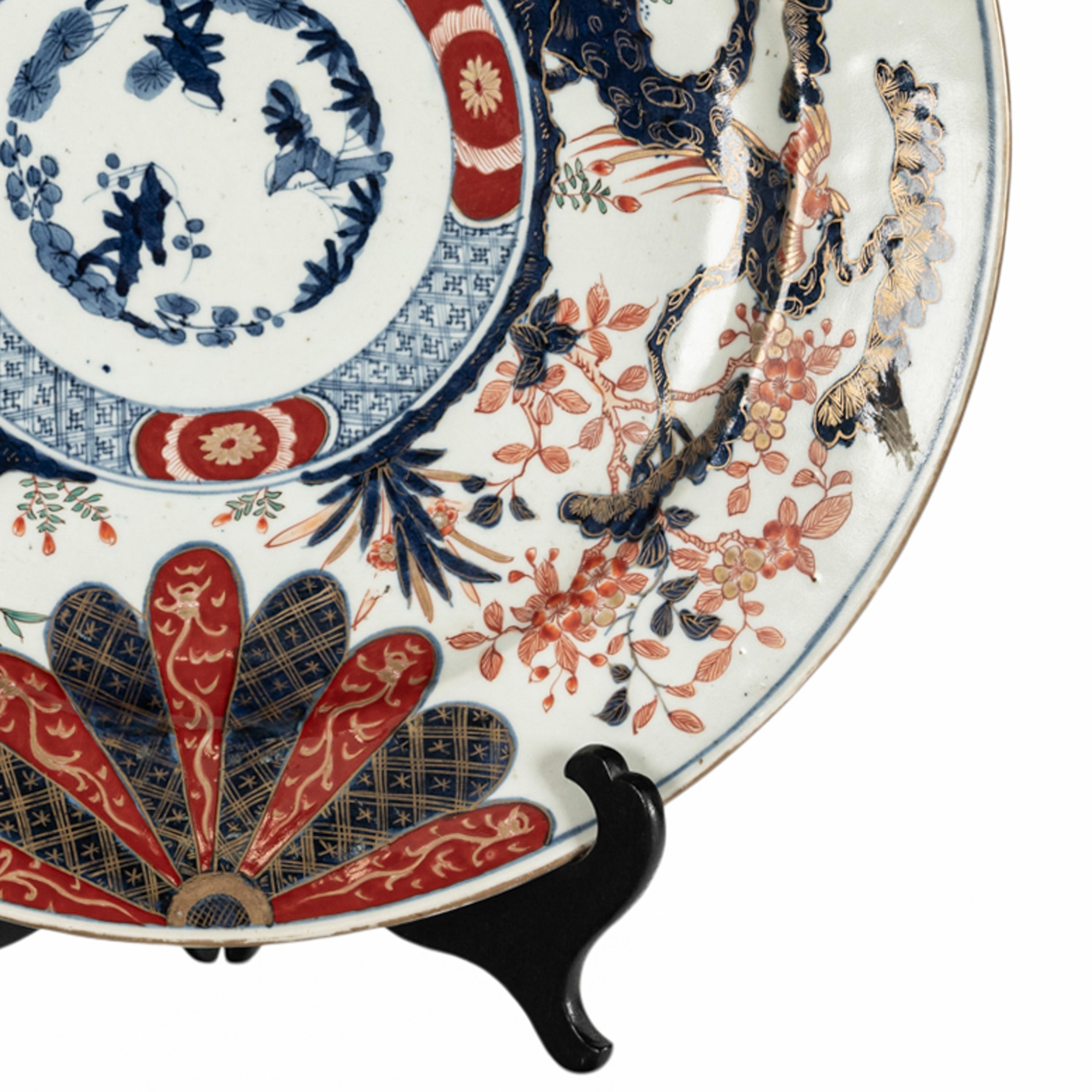 Monumental Plato Cargador Antiguo Japonés Periodo Meiji Imari Porcelain 1880 en venta 1
