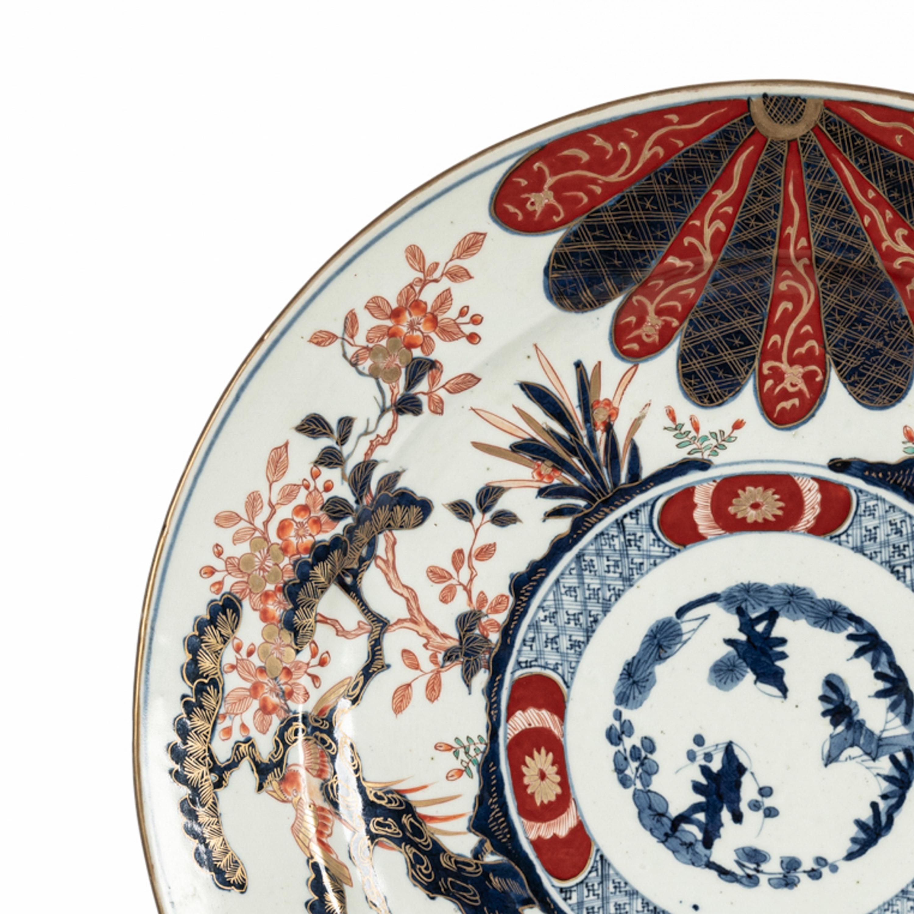 Monumental Plato Cargador Antiguo Japonés Periodo Meiji Imari Porcelain 1880 en venta 2