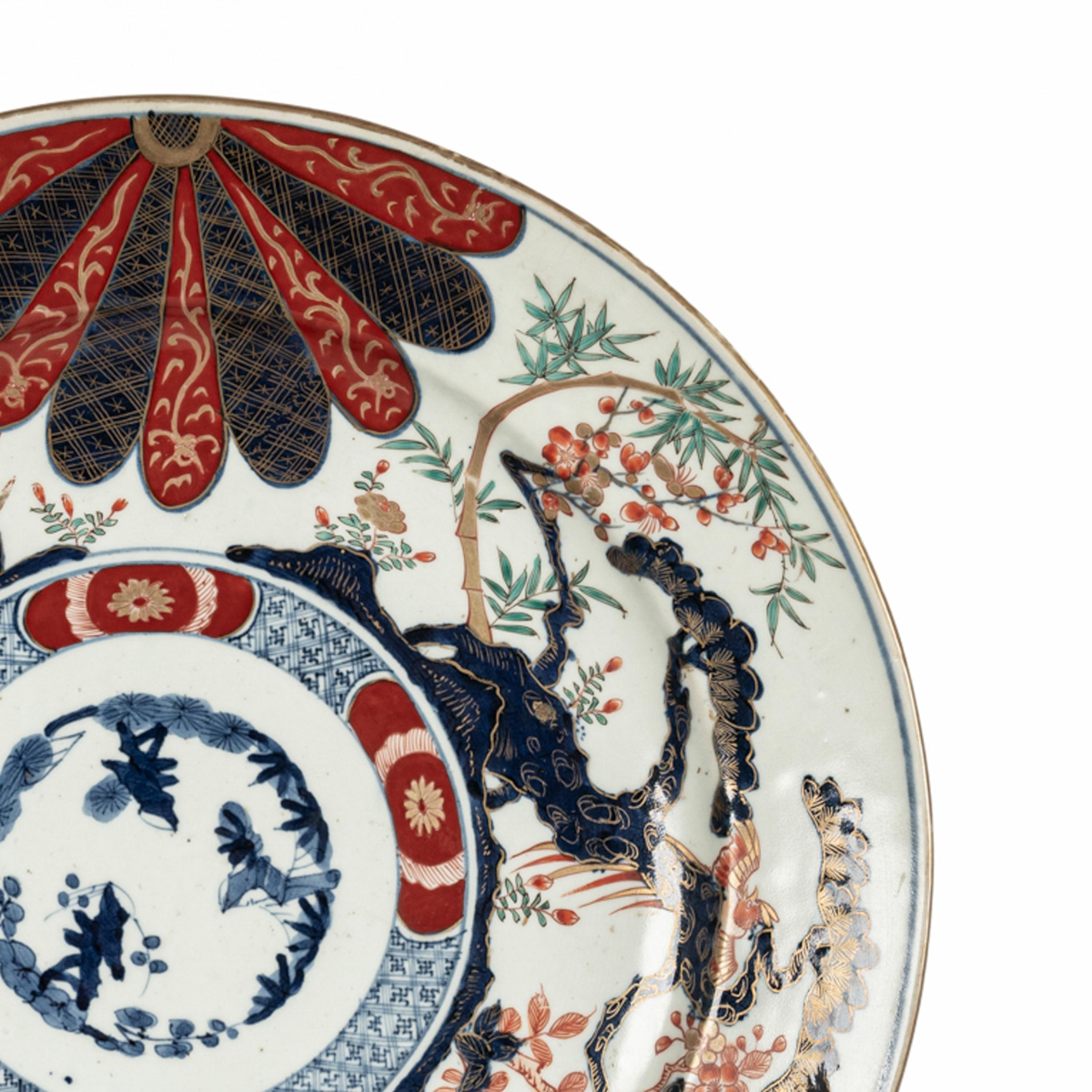 Monumental Antique Japanese Meiji Period Imari Porcelain Charger Plate 1880 For Sale 4