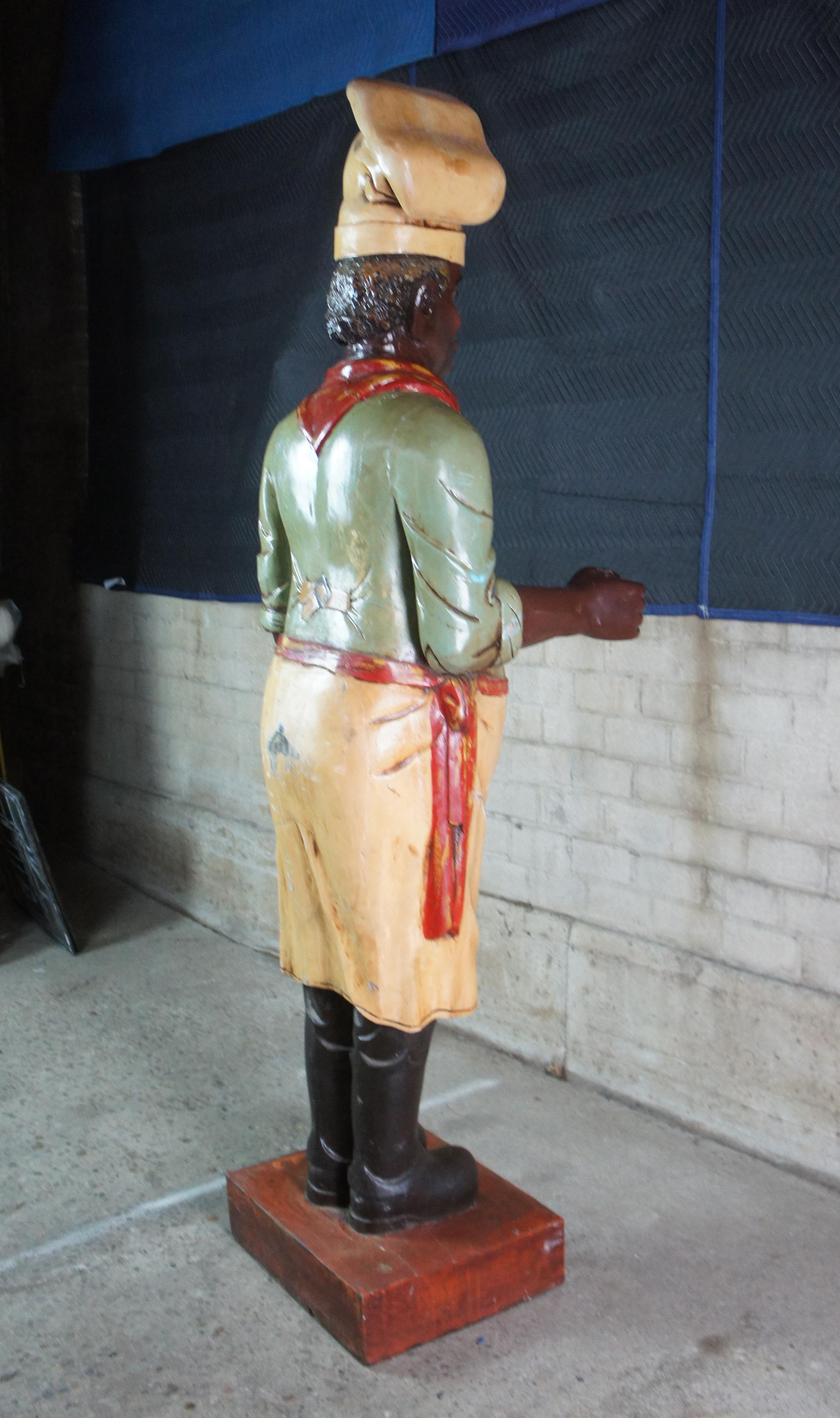 Monumental Antique Life Size French Carved Folk Art Restaurant Chef