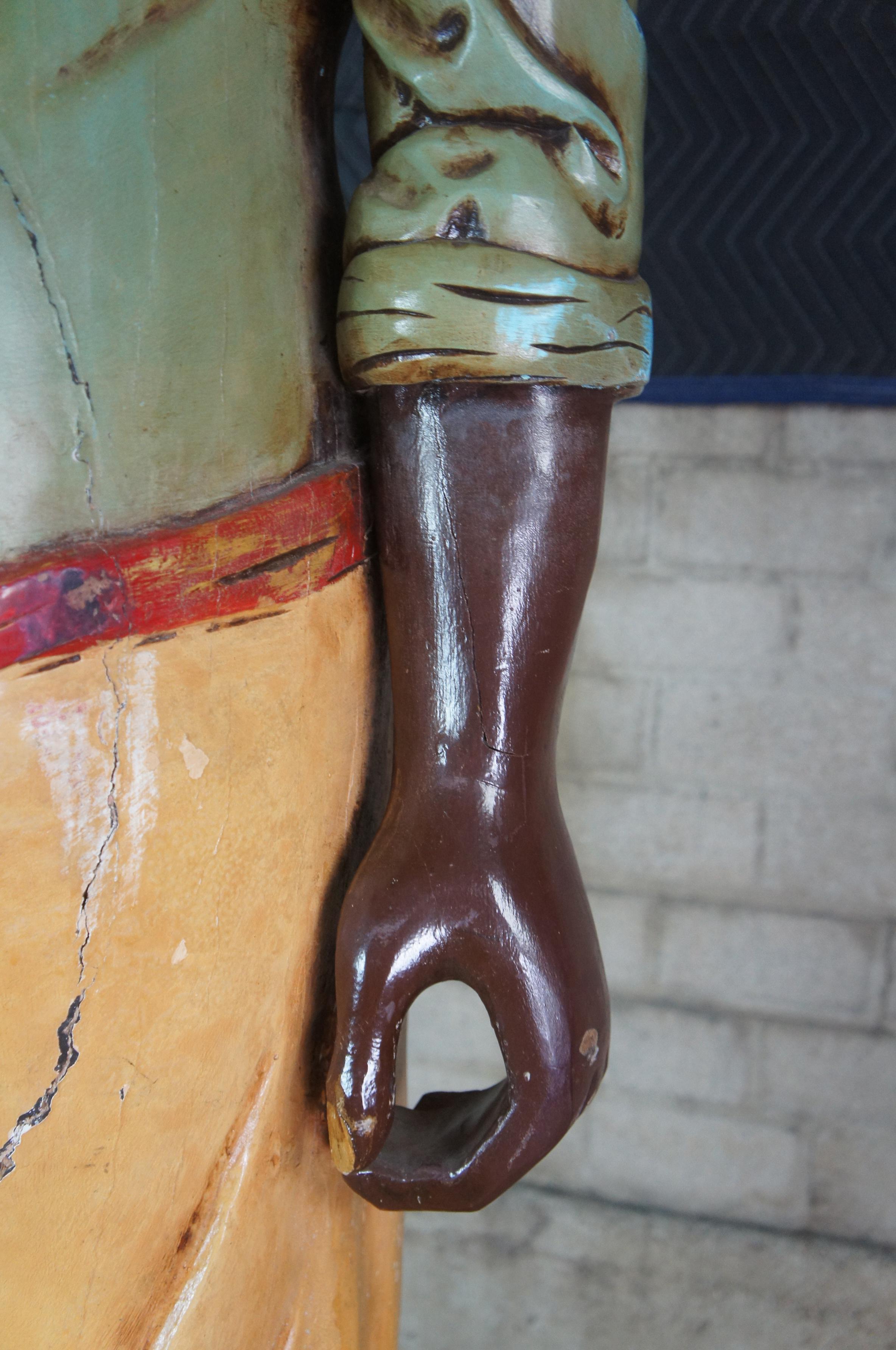 Monumental Antique Life Size French Carved Folk Art Restaurant Chef