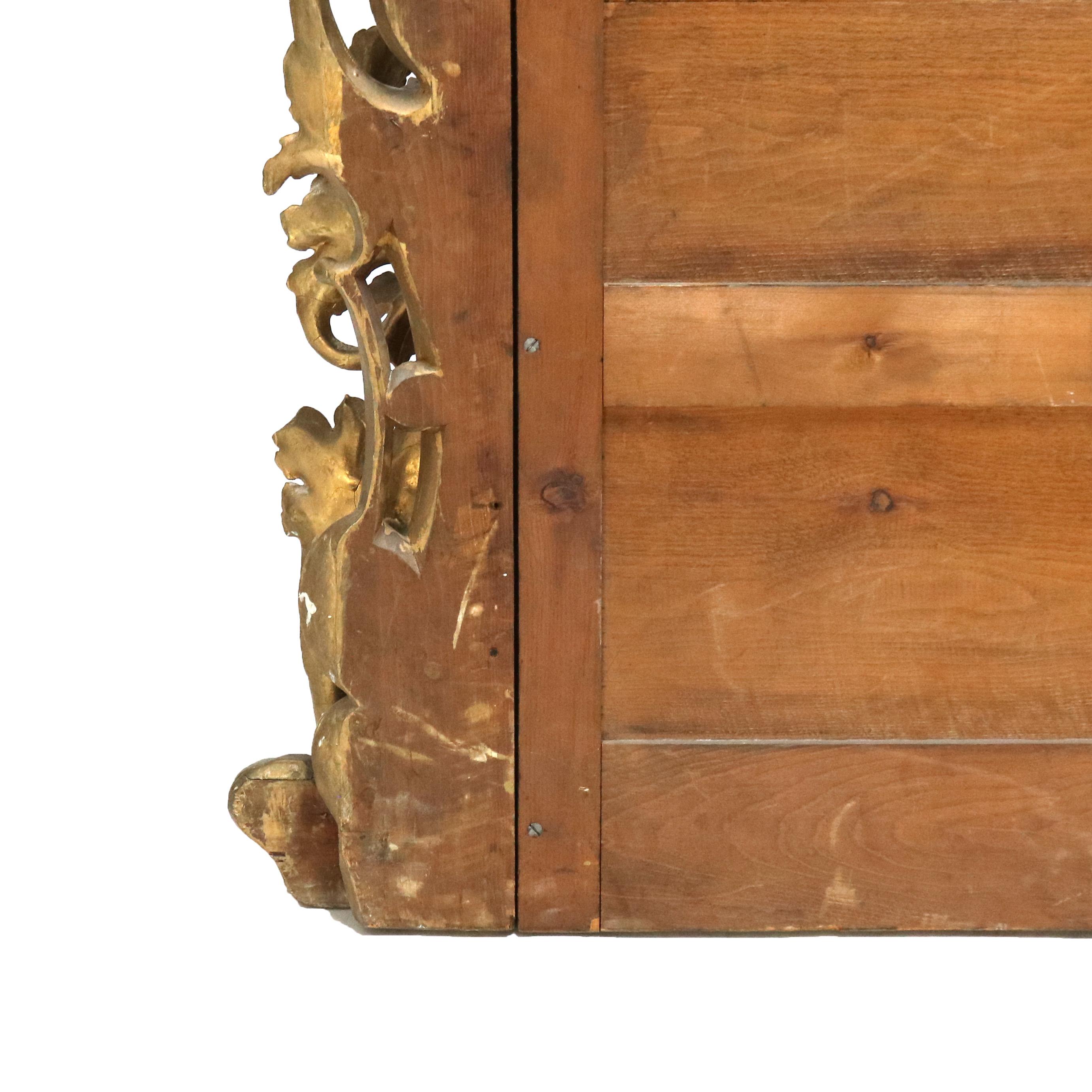 Monumental miroir de pilier ancien de style Louis XIV en bois doré fortement sculpté, vers 1890 en vente 9