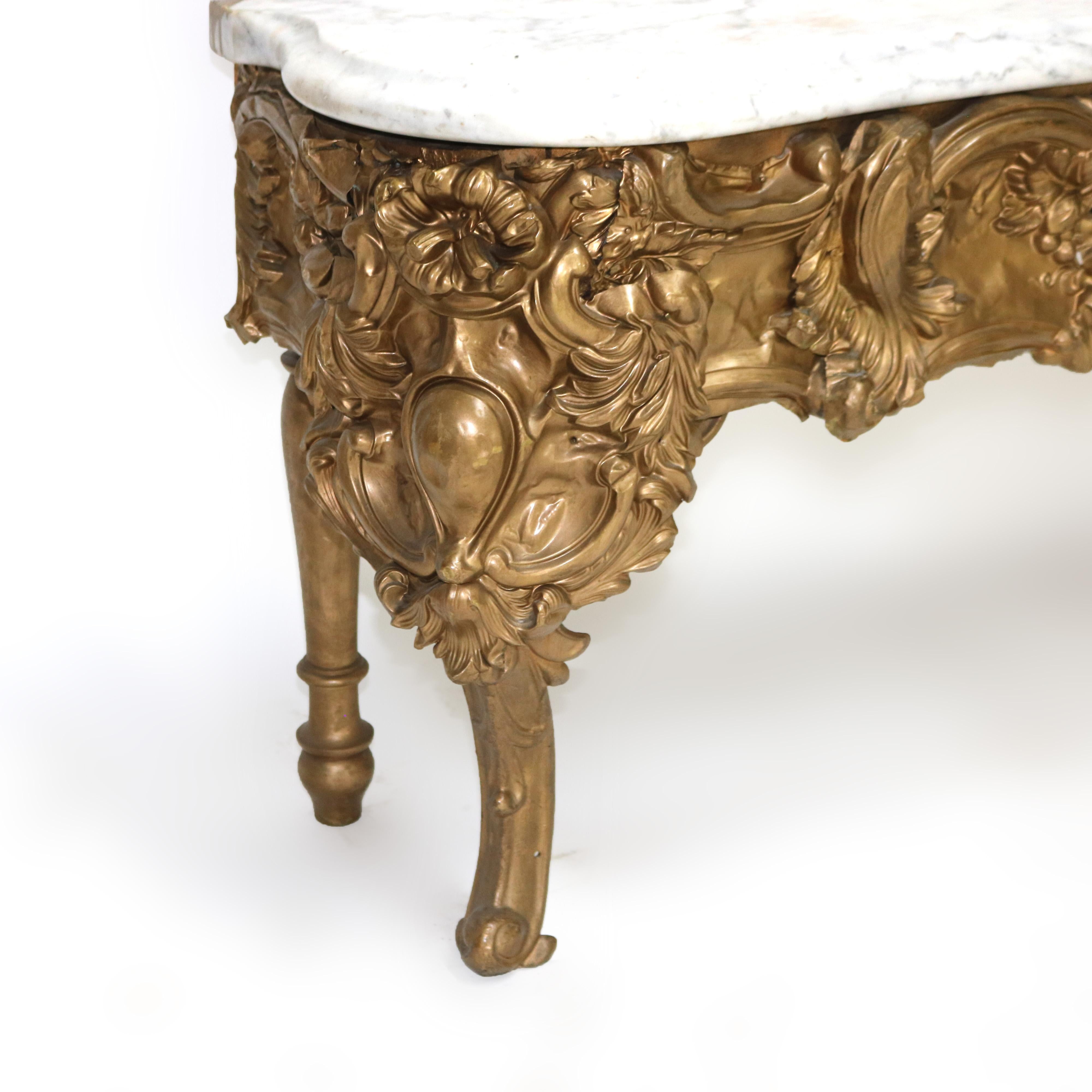 Monumental miroir de pilier ancien de style Louis XIV en bois doré fortement sculpté, vers 1890 en vente 10
