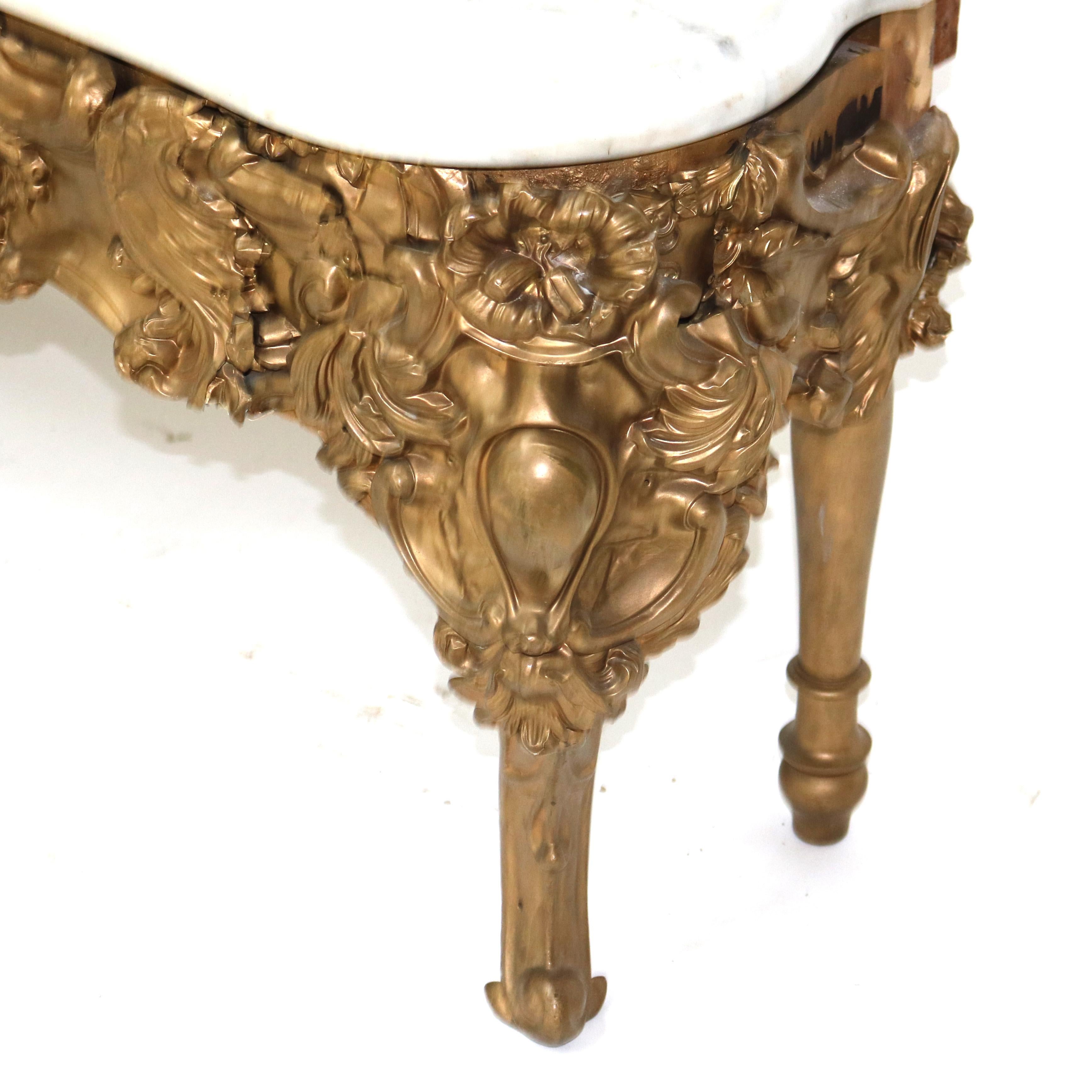 Monumental miroir de pilier ancien de style Louis XIV en bois doré fortement sculpté, vers 1890 en vente 11