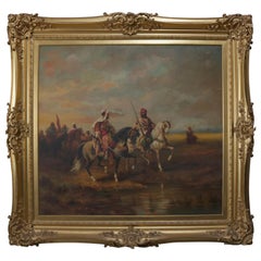 Monumental Antique Orientalist Battle Scene Painting, Signed Blankman circa 1870