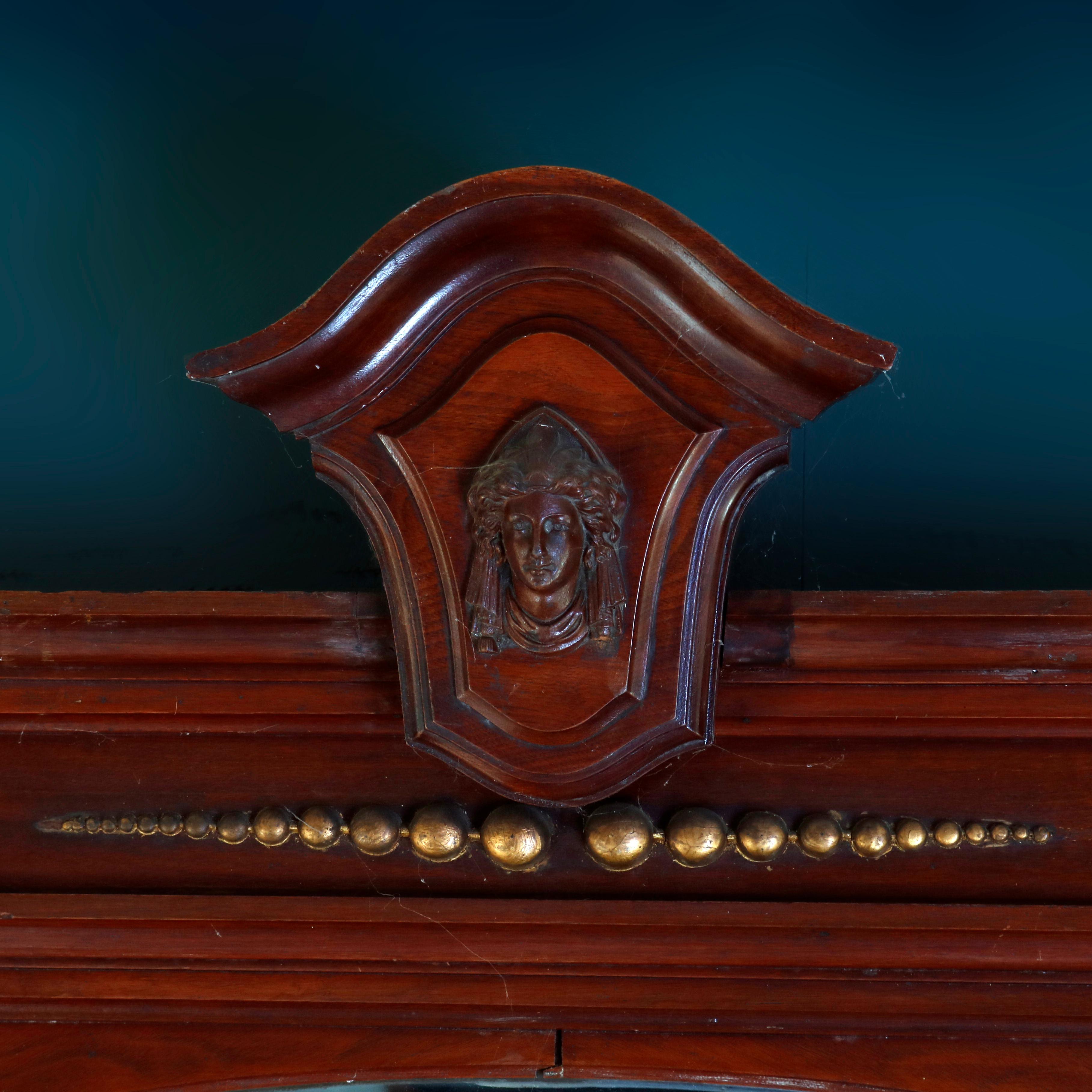 Monumental Antique Parcel-Gilt Walnut Pier Mirror with Carved Jenny Lind 4