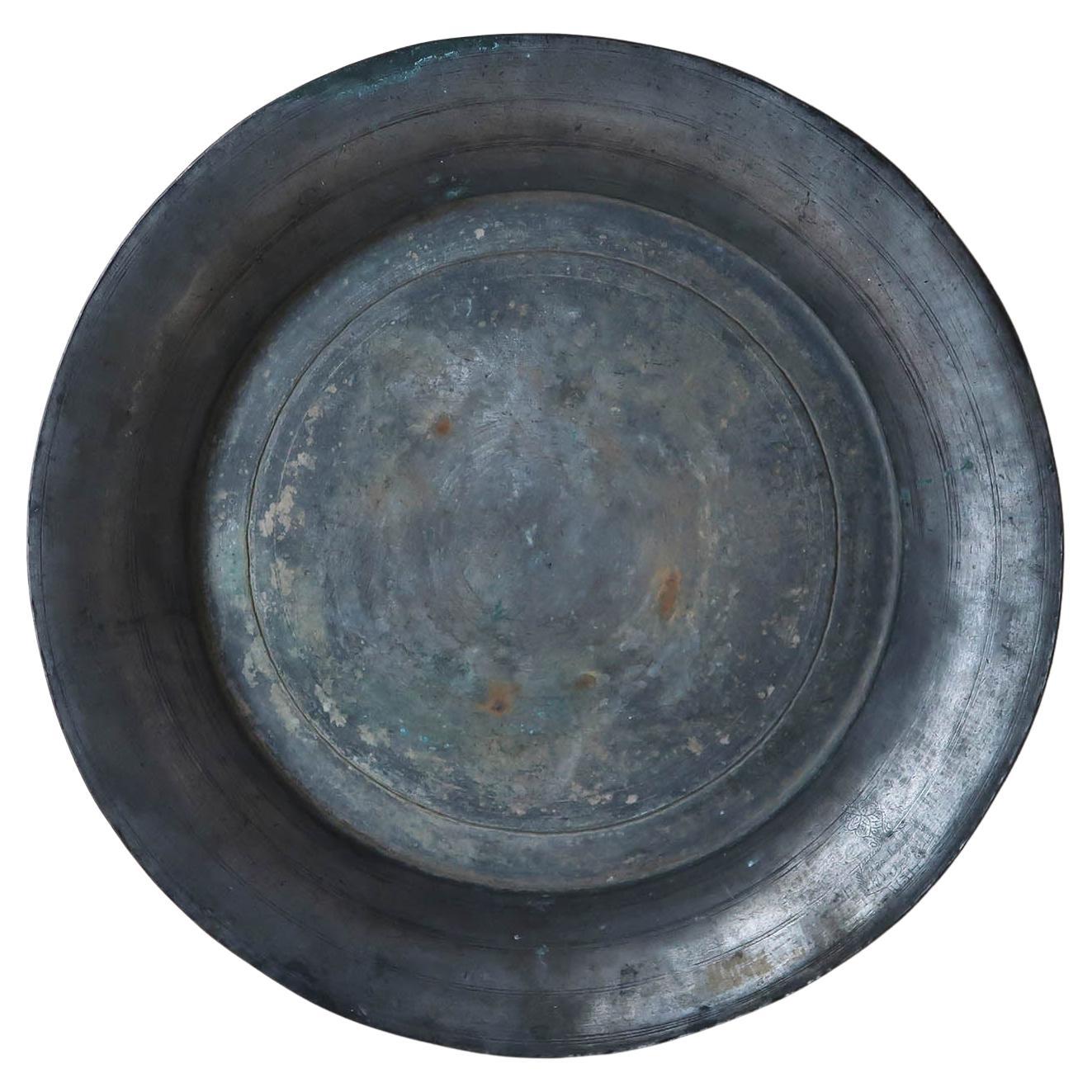 Monumental Antique Pewter Dish With Ownership Inscription