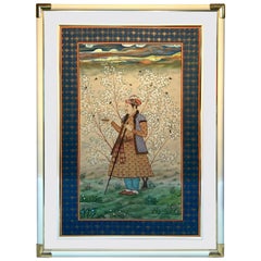Monumental Antique Provincial Mughal Portrait, in Custom Lucite Frame