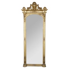 Monumental Antique Renaissance Revival Neo-Grec Giltwood Carved Pier Mirror 88"