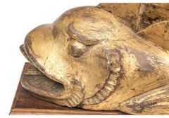 Monumental Antique Renaissance Style Carved Gilt Wood Dolphin Sculpture