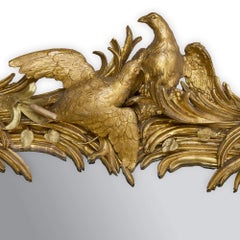 Monumental Antique Rococo Style Carved Giltwood Mirror