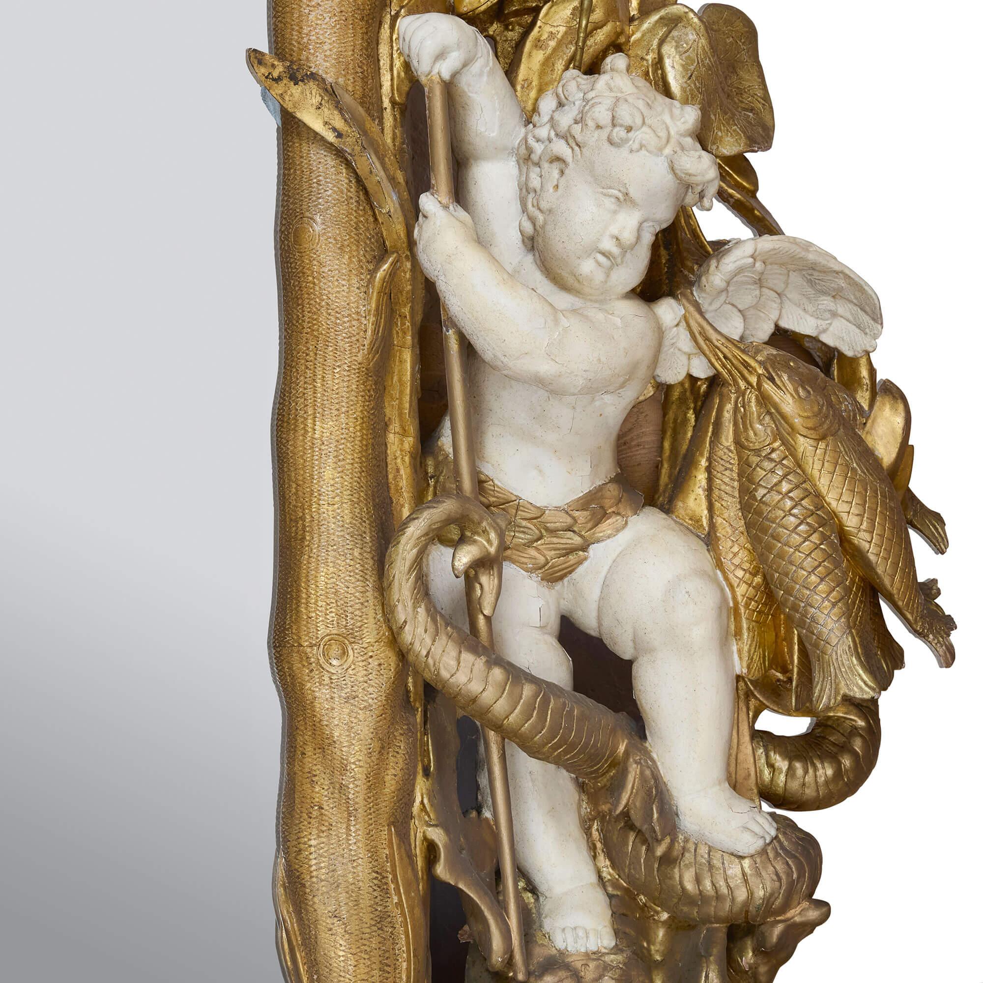 Monumentale Antike Rokoko-Stil geschnitzt Giltwood Spiegel im Zustand „Gut“ im Angebot in London, GB