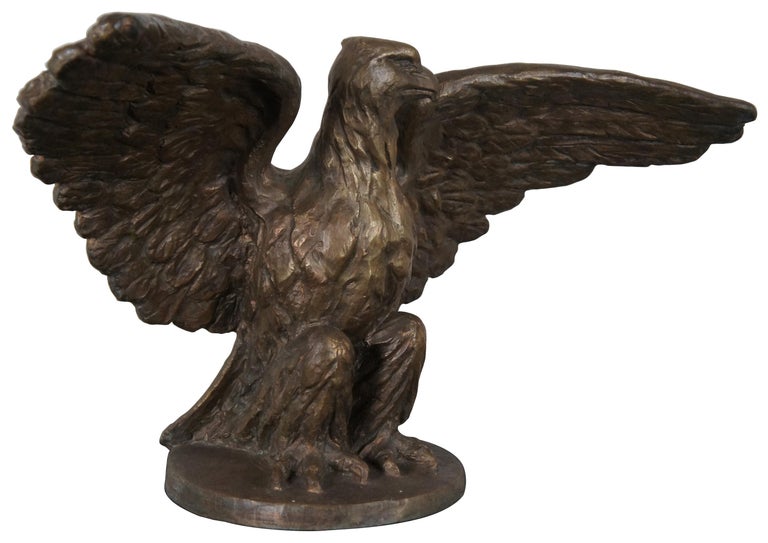 Monumental Antique Roman Bronze Works Gilt American Bald Eagle Sculpture  Statue For Sale at 1stDibs