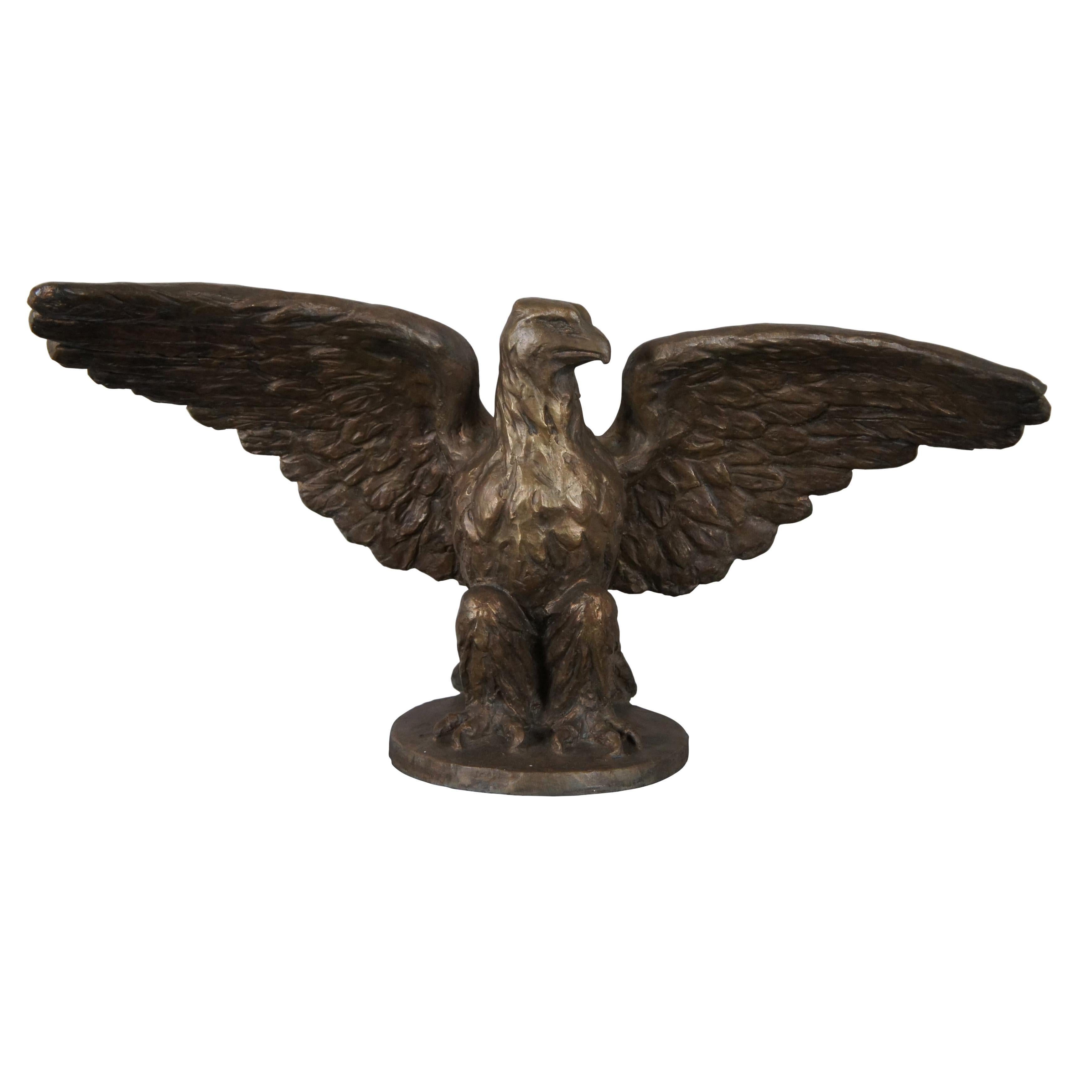 Monumental Antique Roman Bronze Works Gilt American Bald Eagle Sculpture Statue