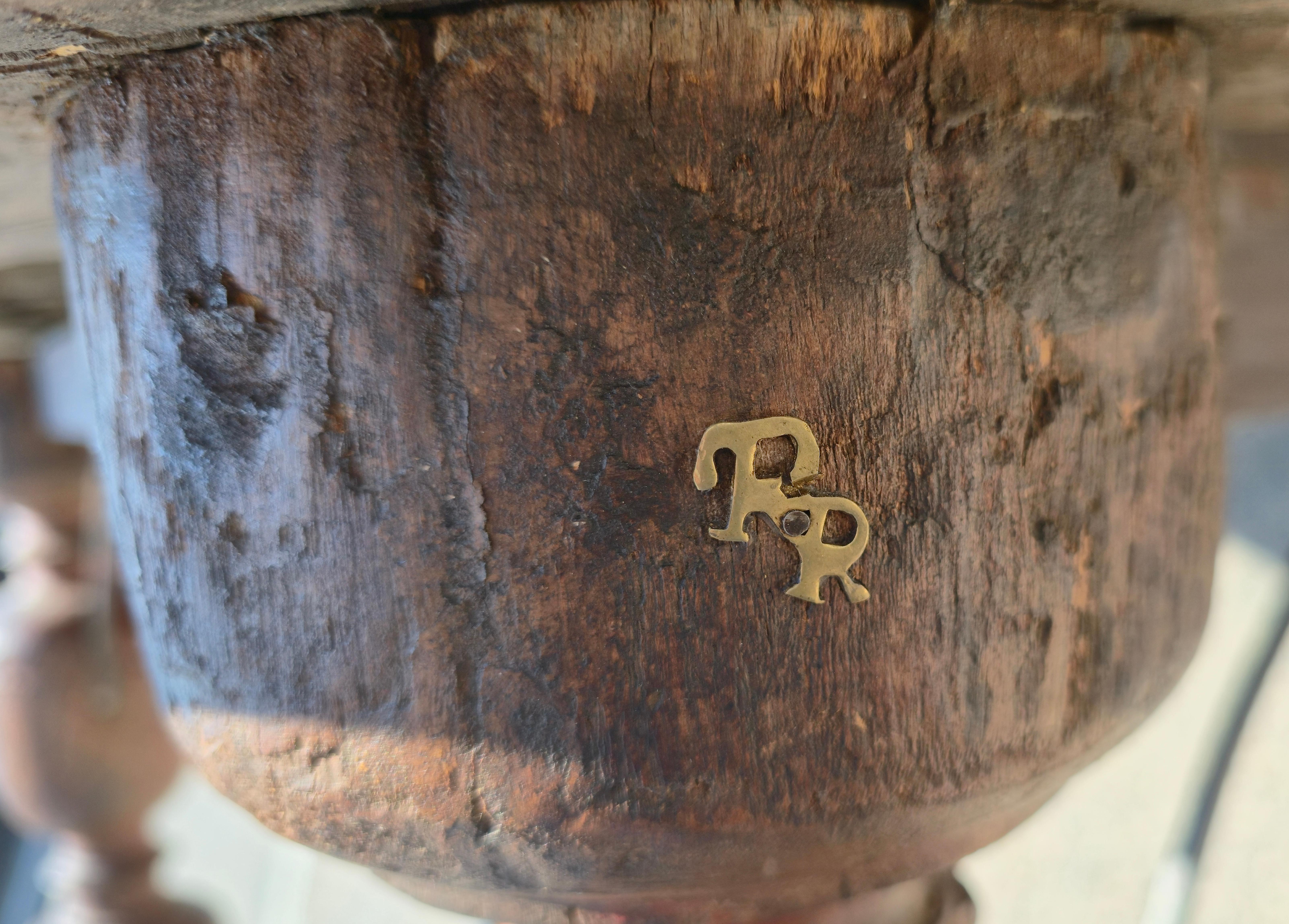 Monumental Antique Rustic Round Wood Coffee Table For Sale 3