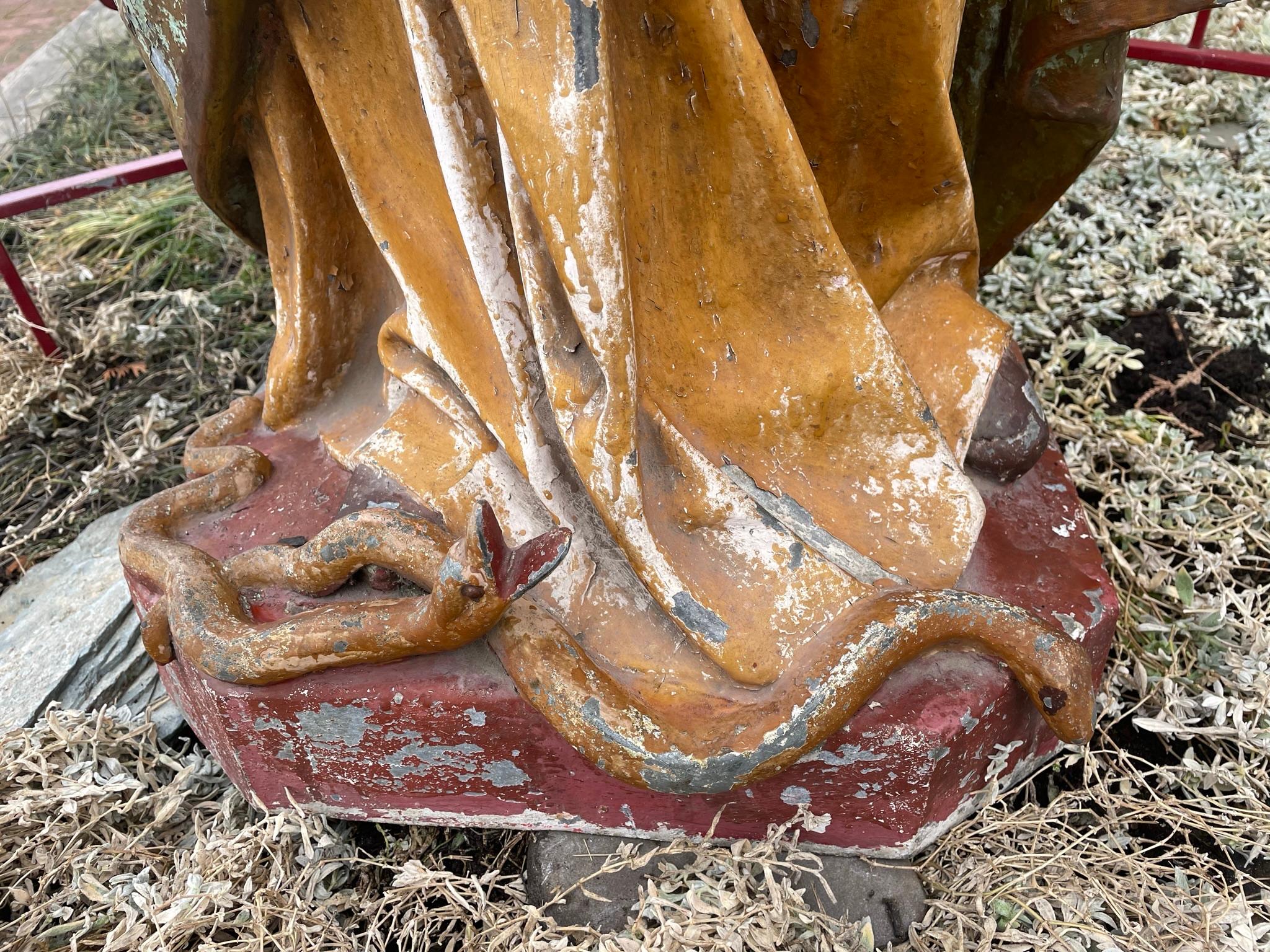 Iron Monumental Antique Saint Patrick Garden Sculpture For Sale