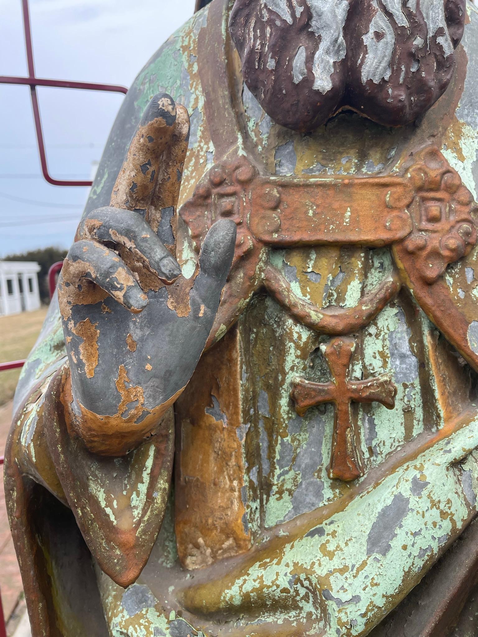 Monumental Antique Saint Patrick Garden Sculpture In Good Condition For Sale In South Burlington, VT