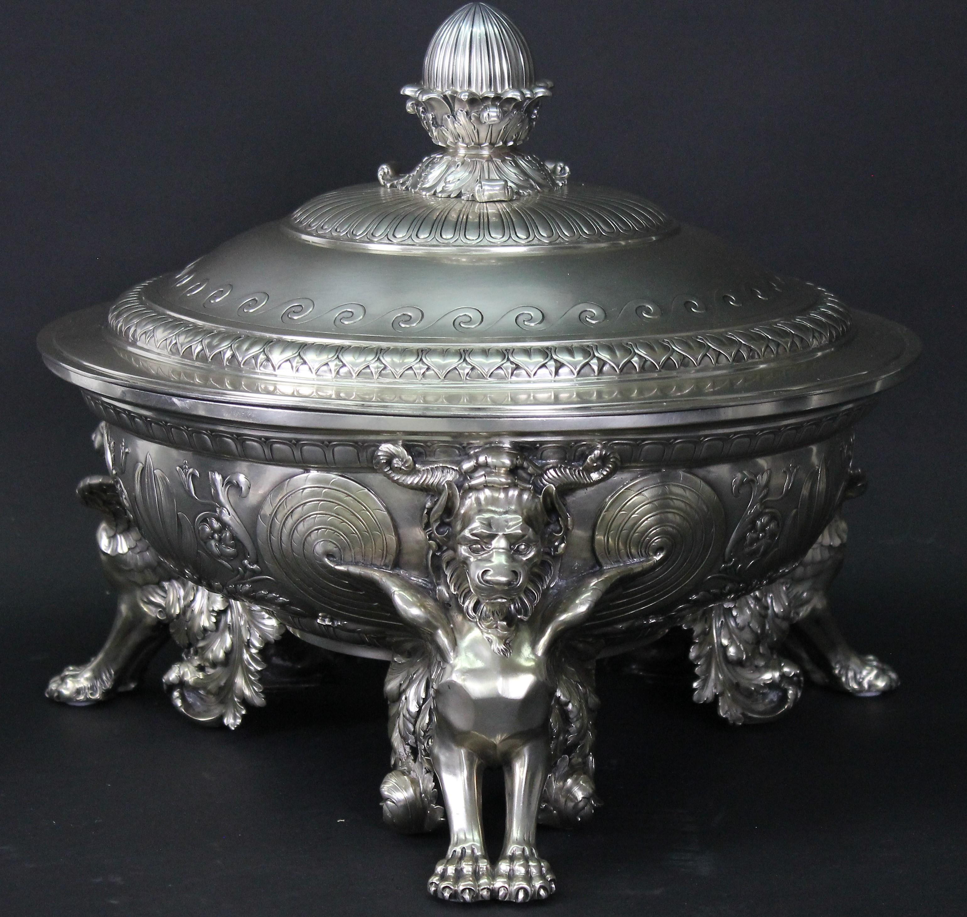 Monumental Antique Silver Tureen by Wilkens & Söhne 1905, Bremen Germany 3