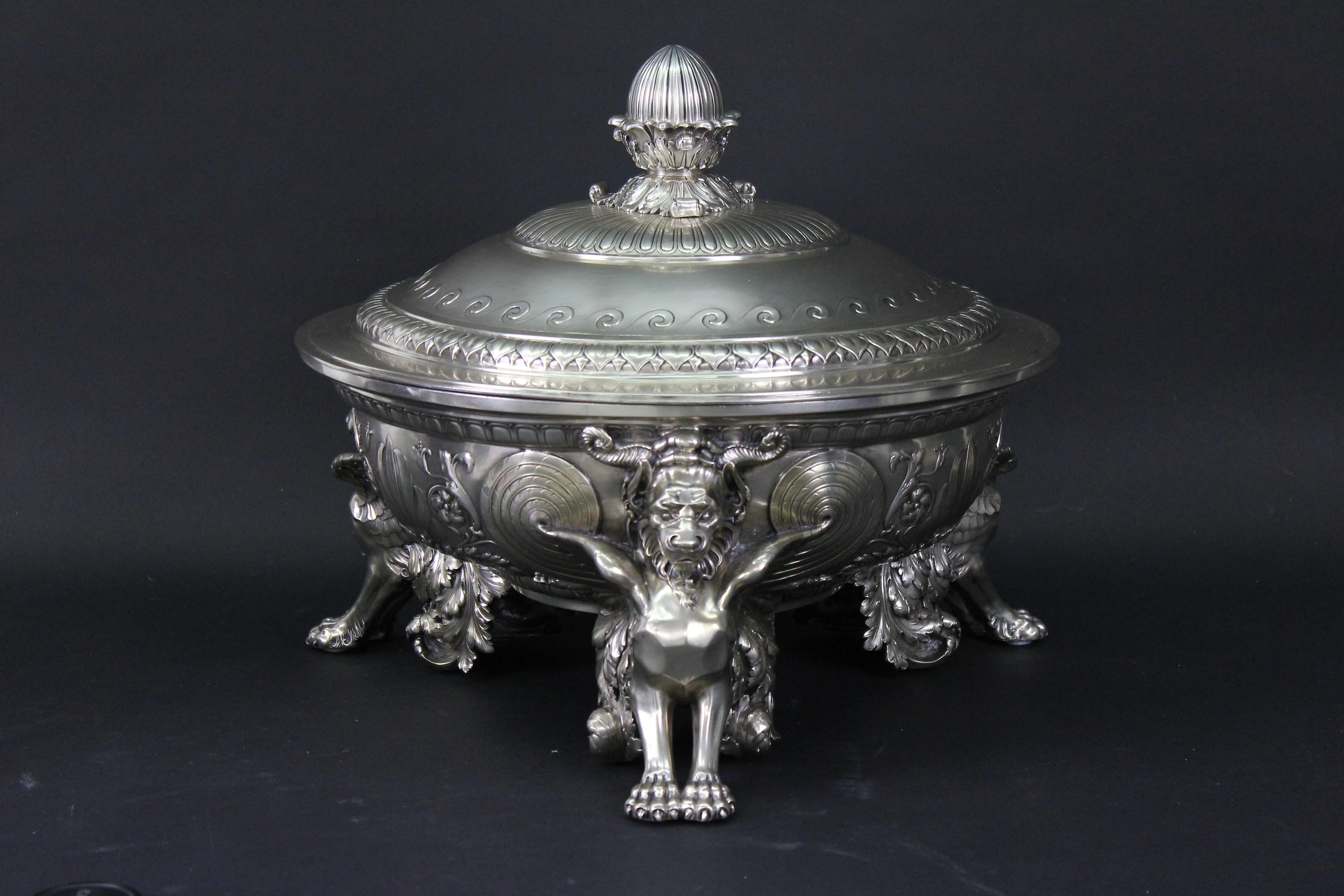 Monumental Antique Silver Tureen by Wilkens & Söhne 1905, Bremen Germany 9