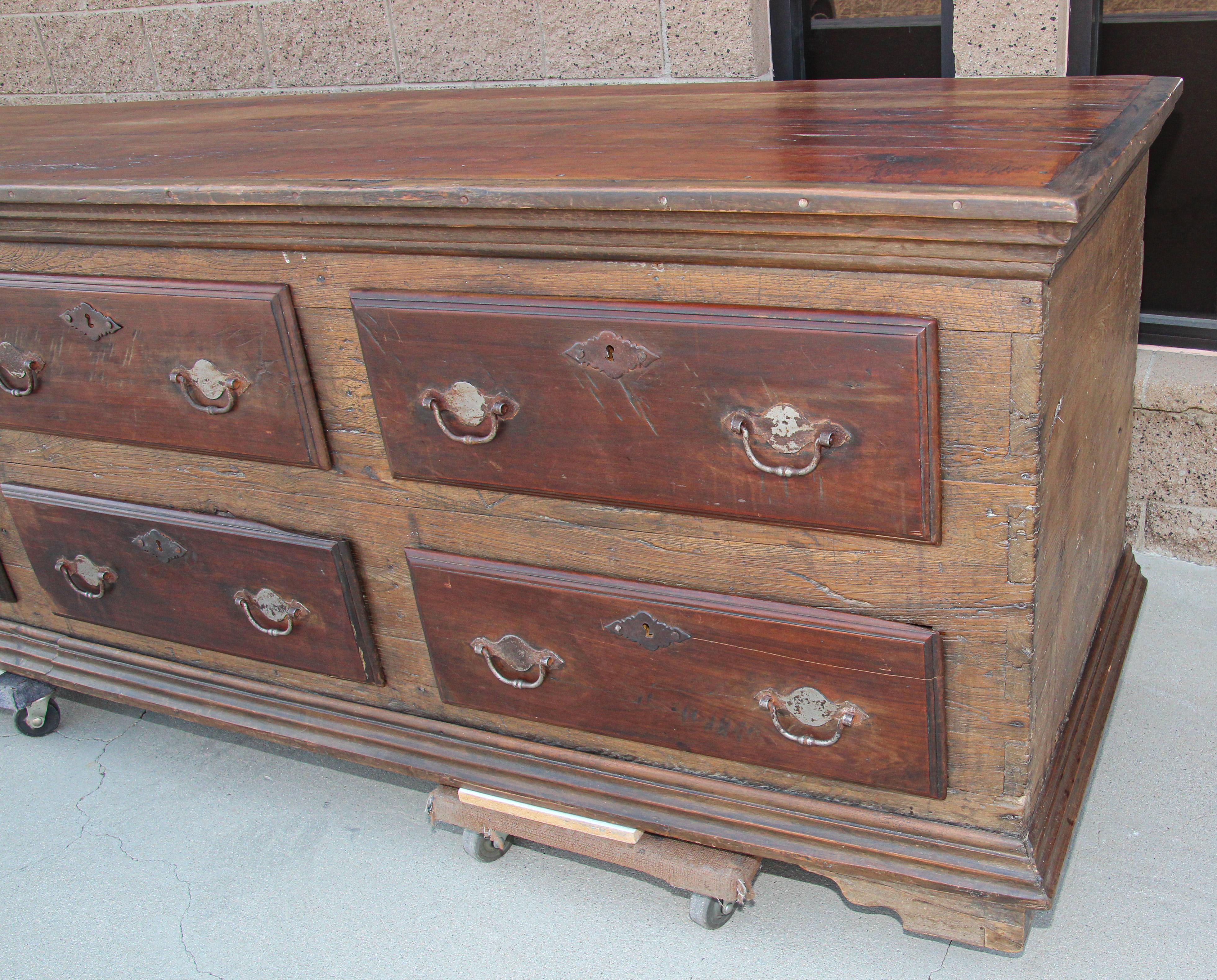 Monumental Antique Solid Rustic Oak Georgian Country Chest, Sideboard 3
