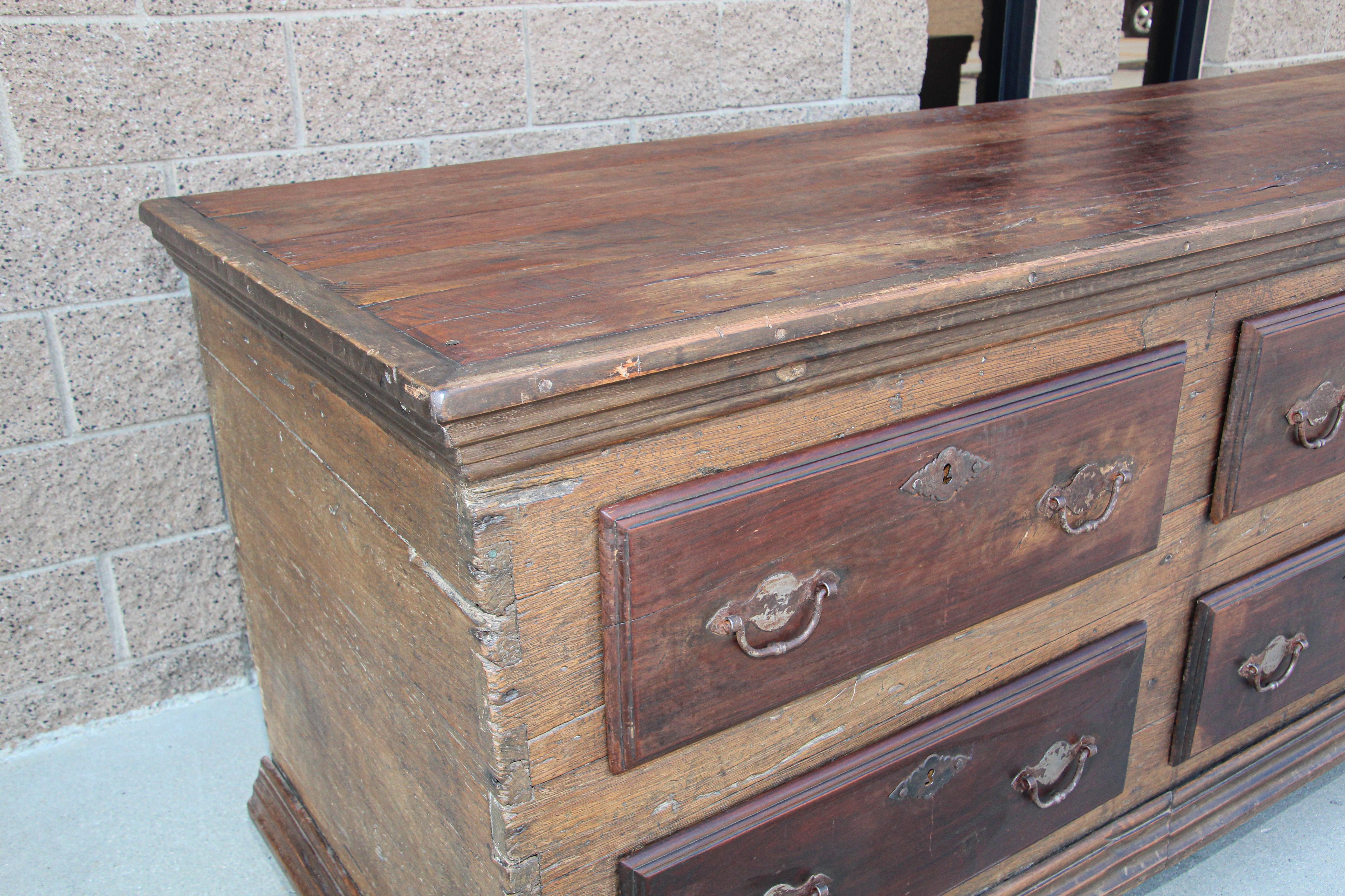 Monumental Antique Solid Rustic Oak Georgian Country Chest, Sideboard 5