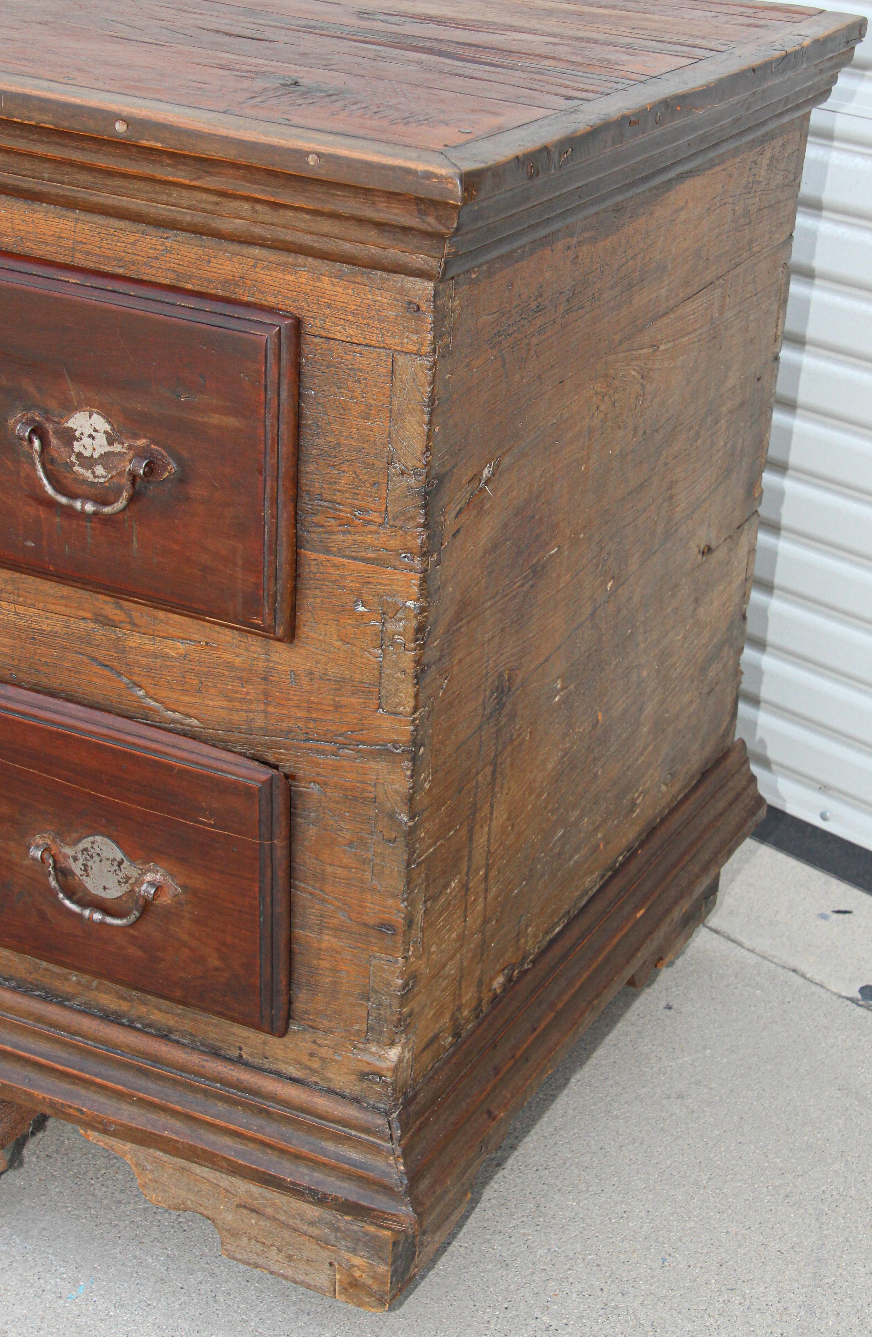 Arts and Crafts Monumental Antique Solid Rustic Oak Georgian Country Chest, Sideboard